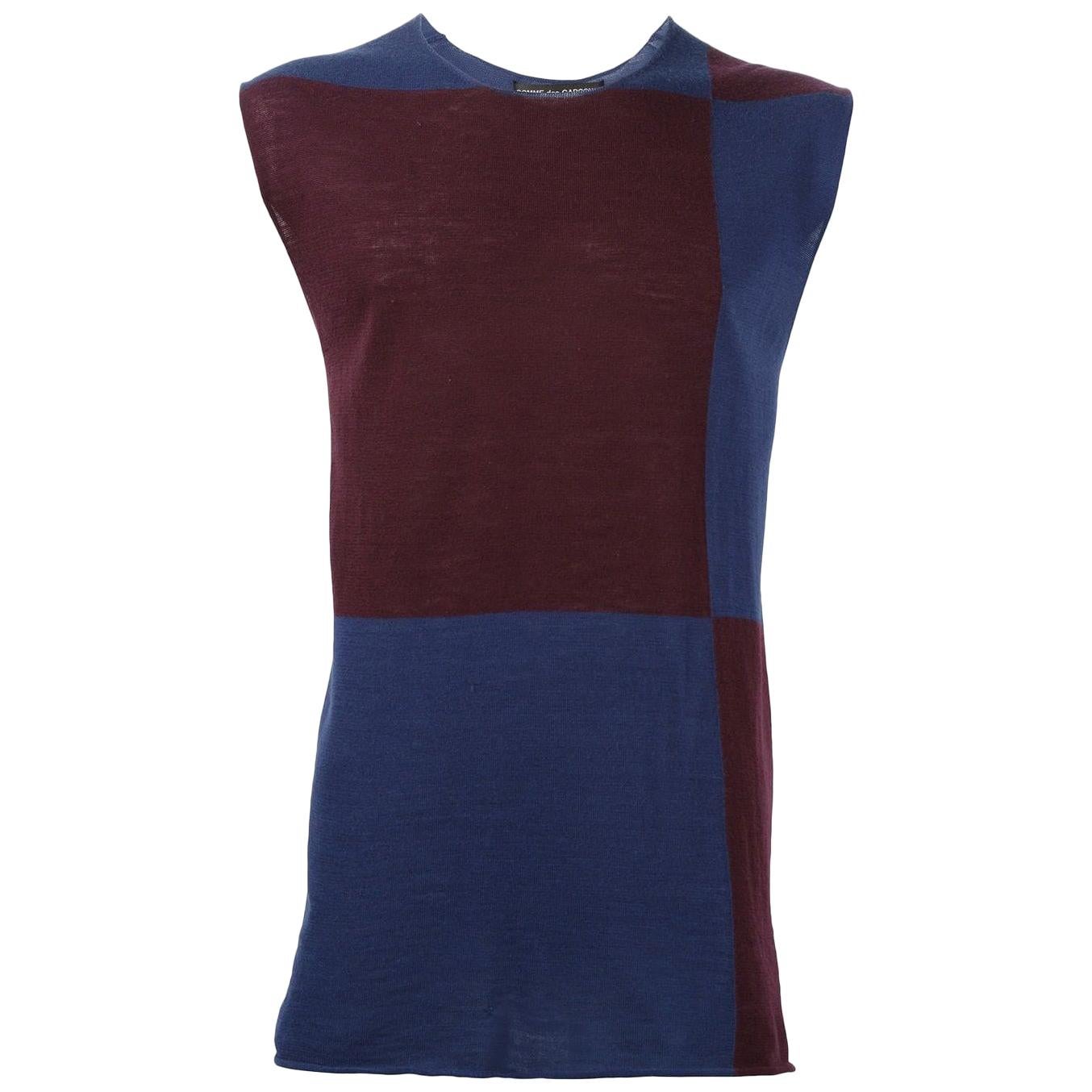 1990s Comme Des Garçons Blue And Purple Wool Blend Top For Sale