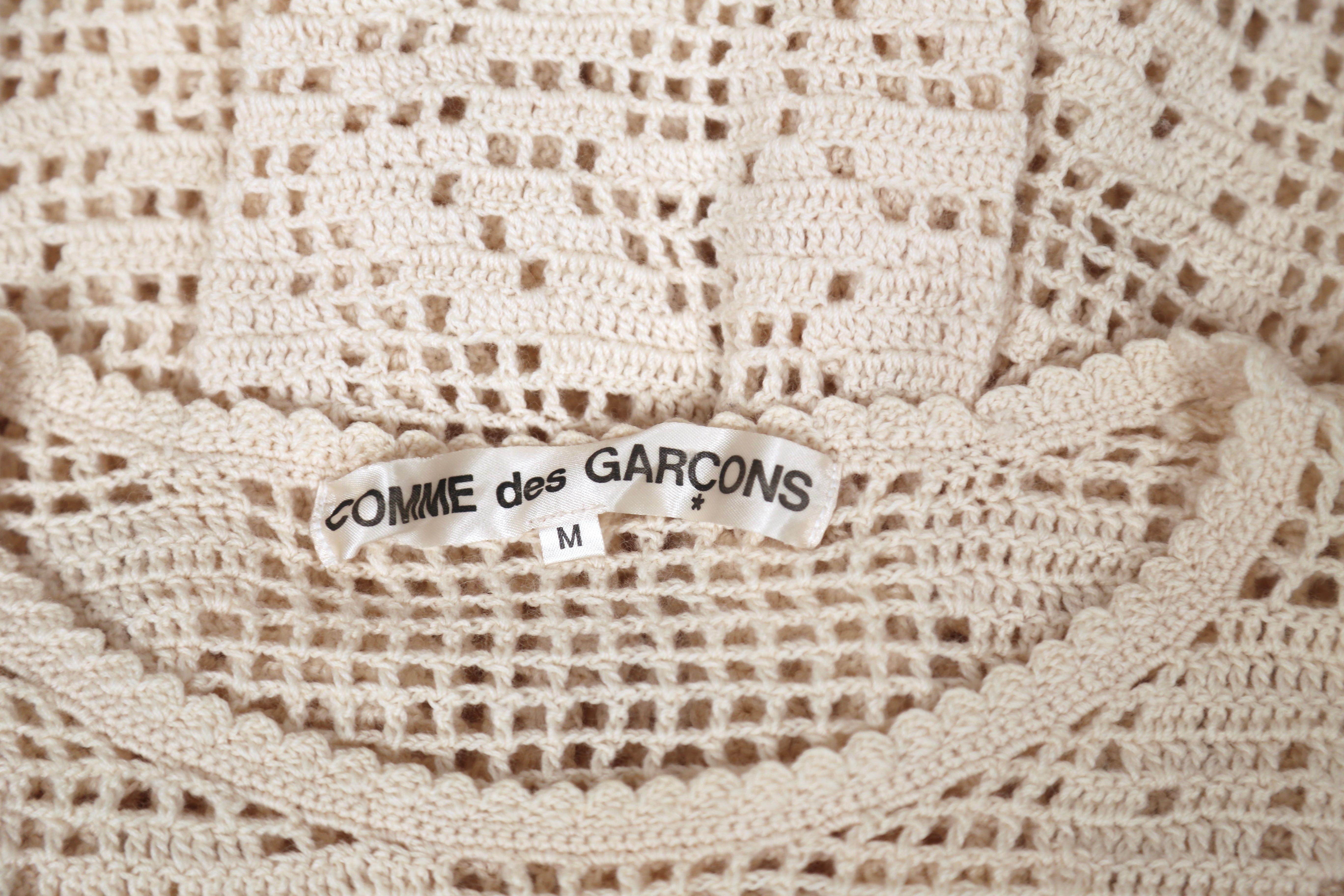 Beige 1990's COMME DES GARCONS cream crocheted sweater For Sale