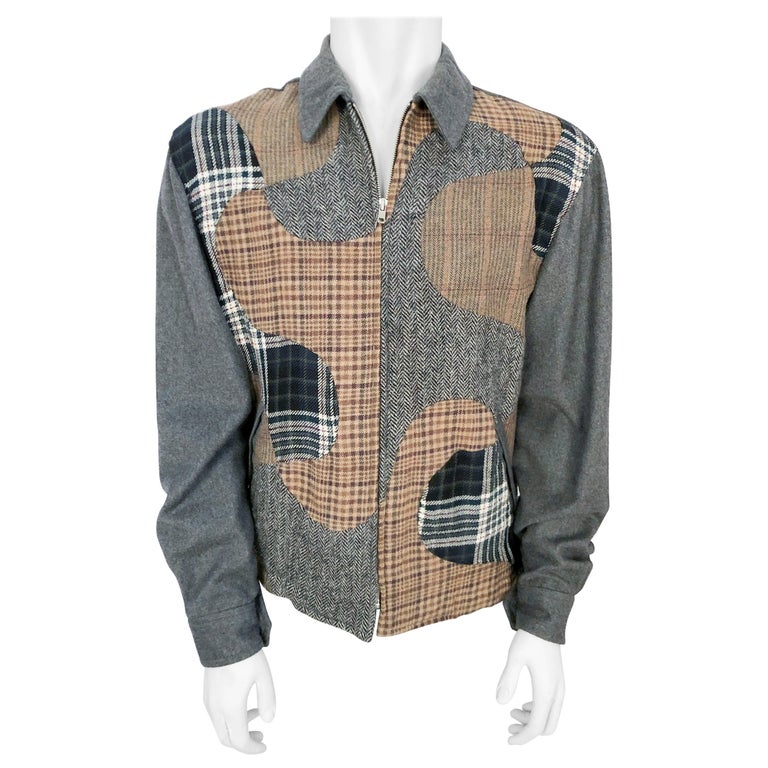 1990s Comme Des Garçons Grey Patchwork Sports Jacket For Sale at 1stDibs