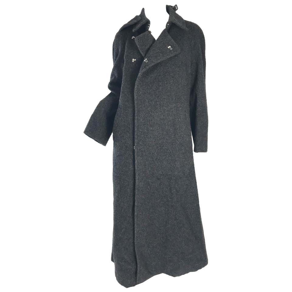 Vintage 1950's Black Wool Rhinestone Buckle Princess Coat at 1stDibs