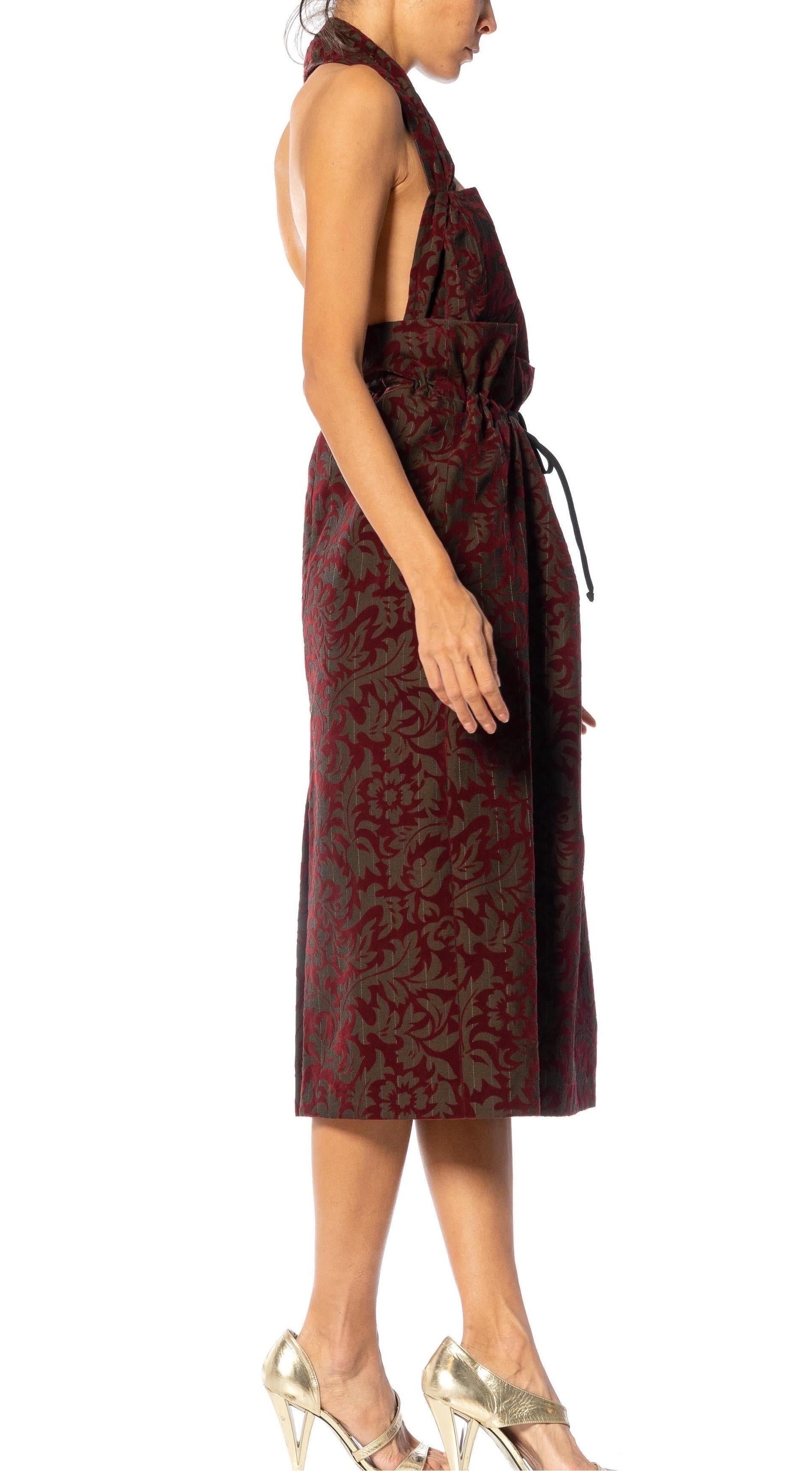 Women's 1990S COMME DES GARCONS Maroon & Brown Wool Flocked Velvet Skirt With Drawcord  For Sale