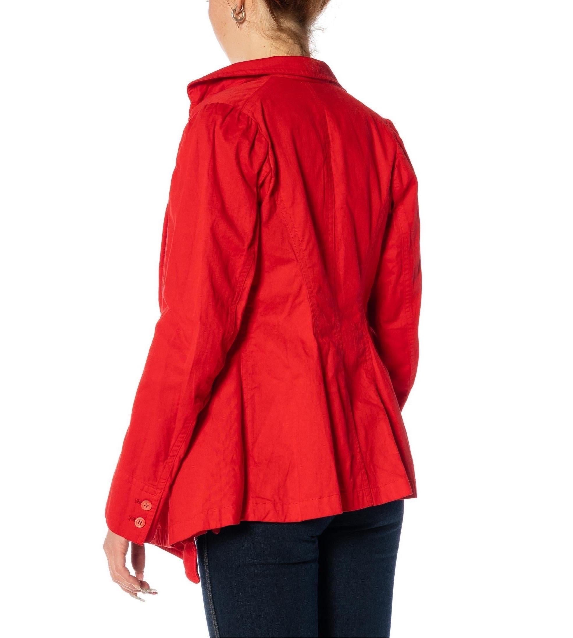1990S COMME DES GARCONS Red Over-Dyed Cotton Overdyed Jacket With Deconstructed For Sale 6