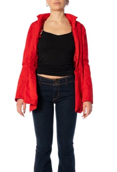 1990S COMME DES GARCONS Red Over-Dyed Cotton Overdyed Jacket With Deconstructed