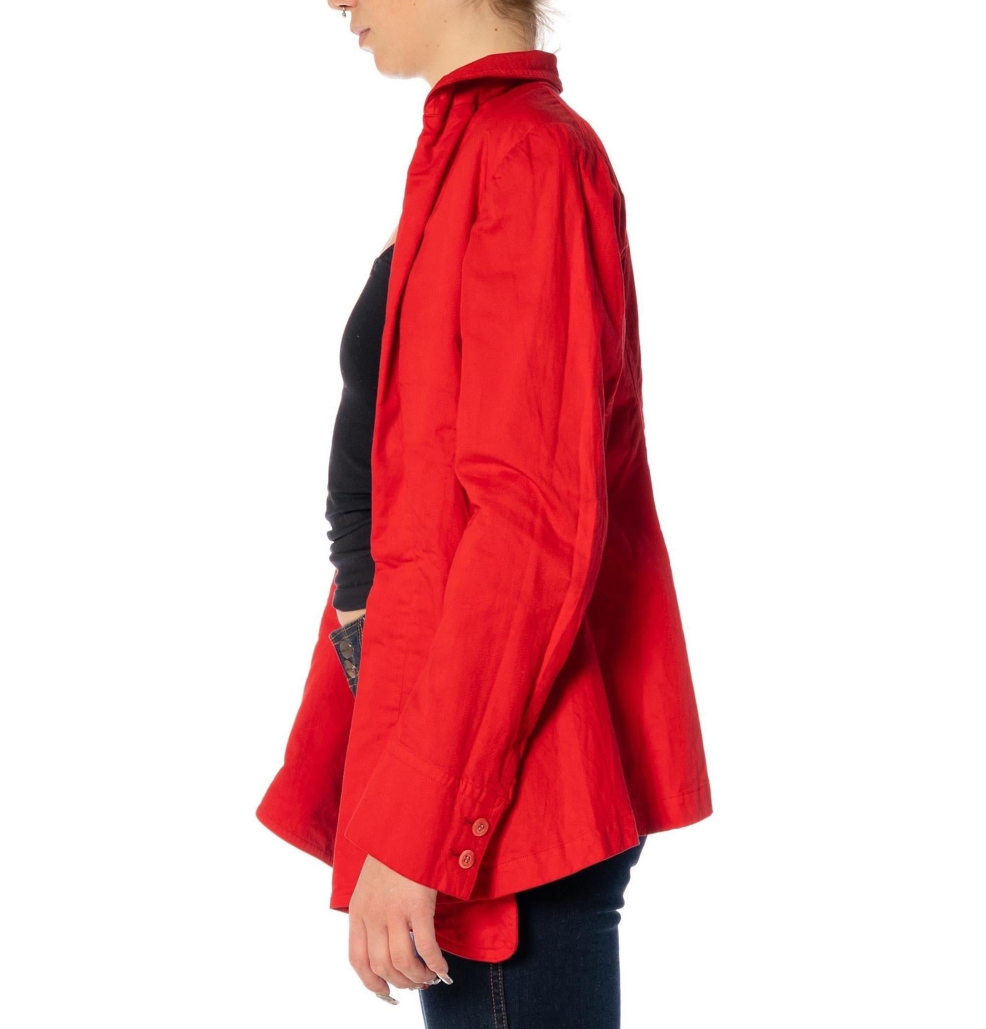 1990S COMME DES GARCONS Red Over-Dyed Cotton Overdyed Jacket With Deconstructed In Excellent Condition For Sale In New York, NY
