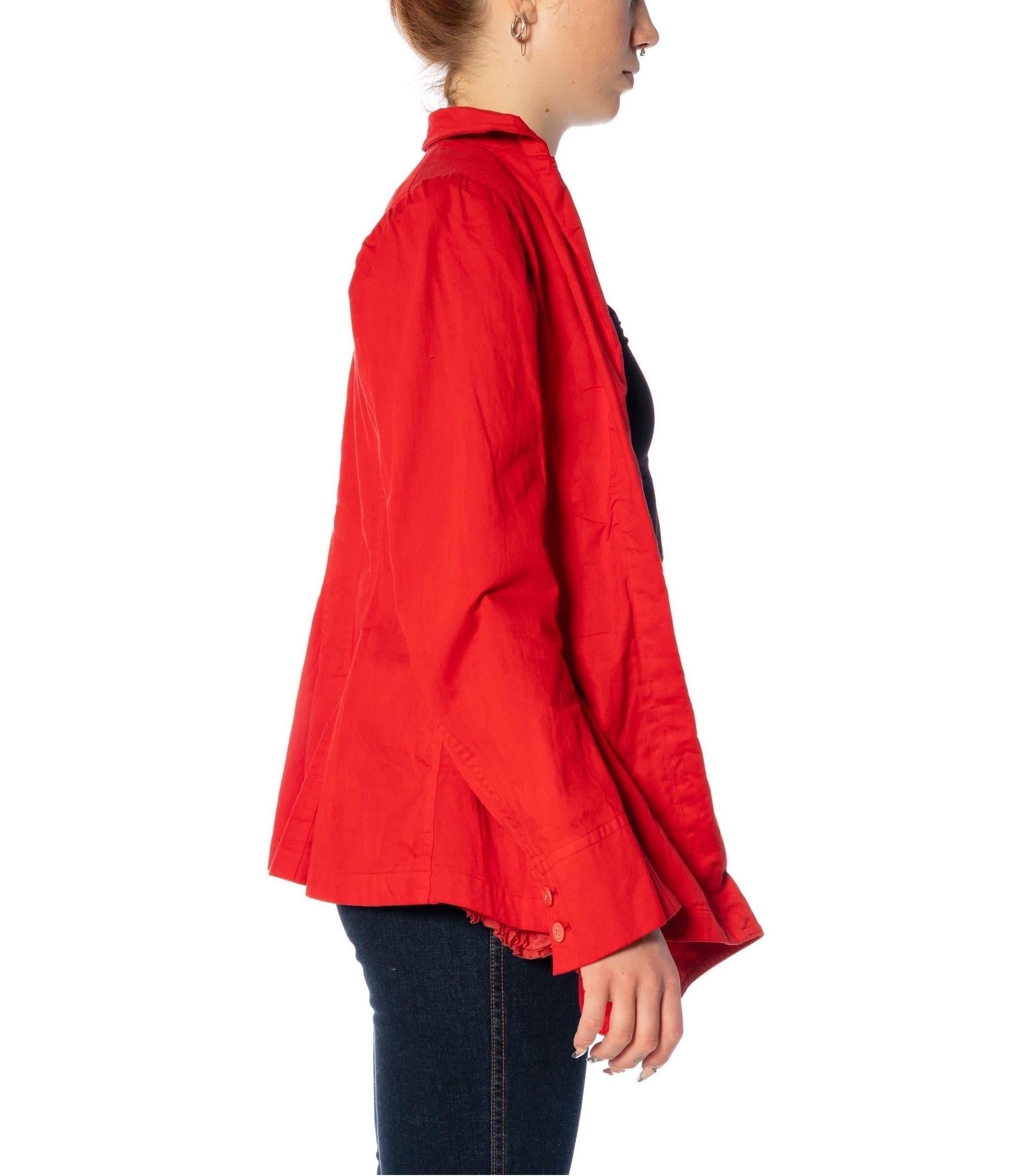 Women's 1990S COMME DES GARCONS Red Over-Dyed Cotton Overdyed Jacket With Deconstructed For Sale