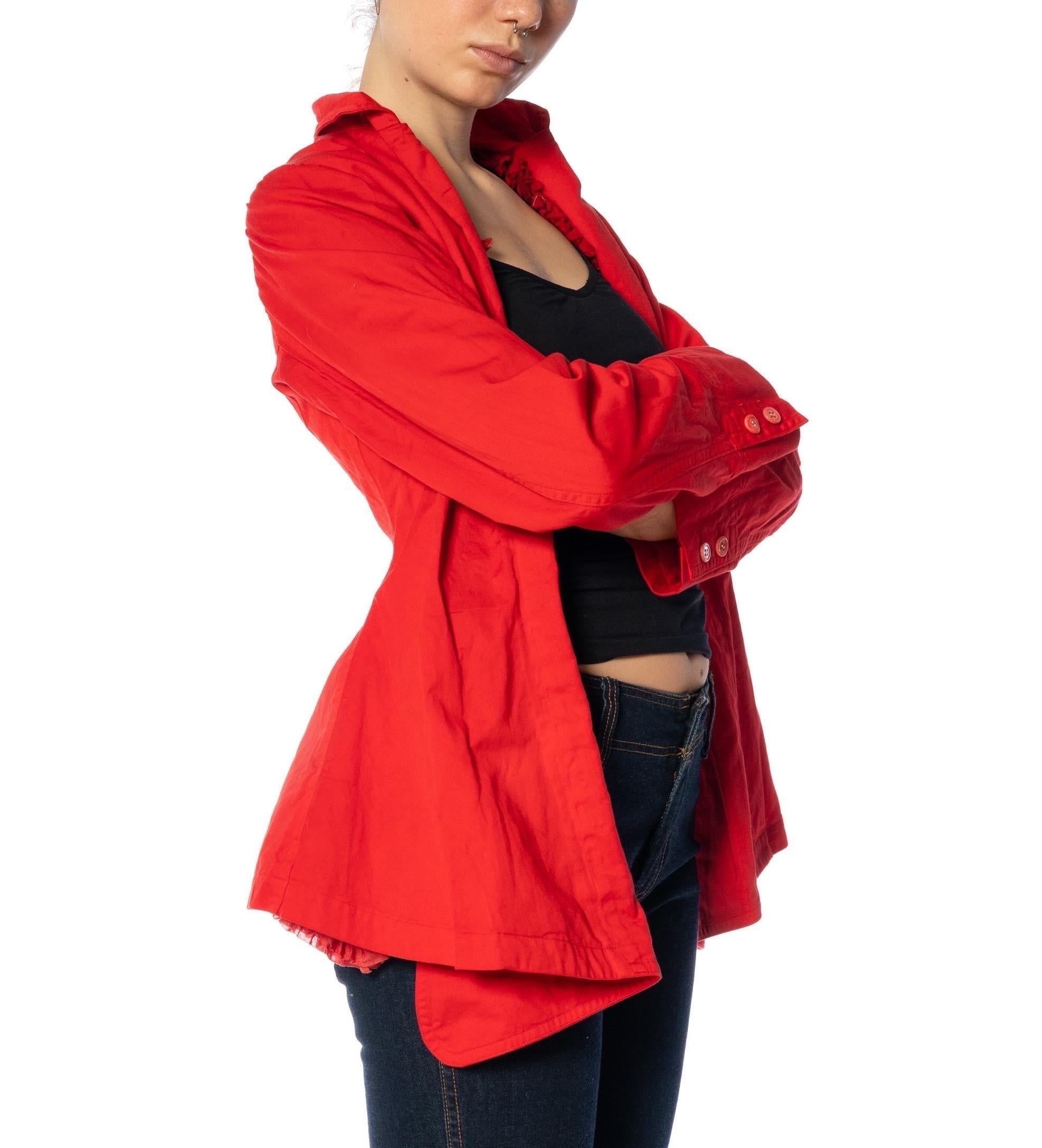 1990er COMME DES GARCONS Rot Over-Dyed Baumwolle Overdyed Jacke mit Dekonstruiert im Angebot 2