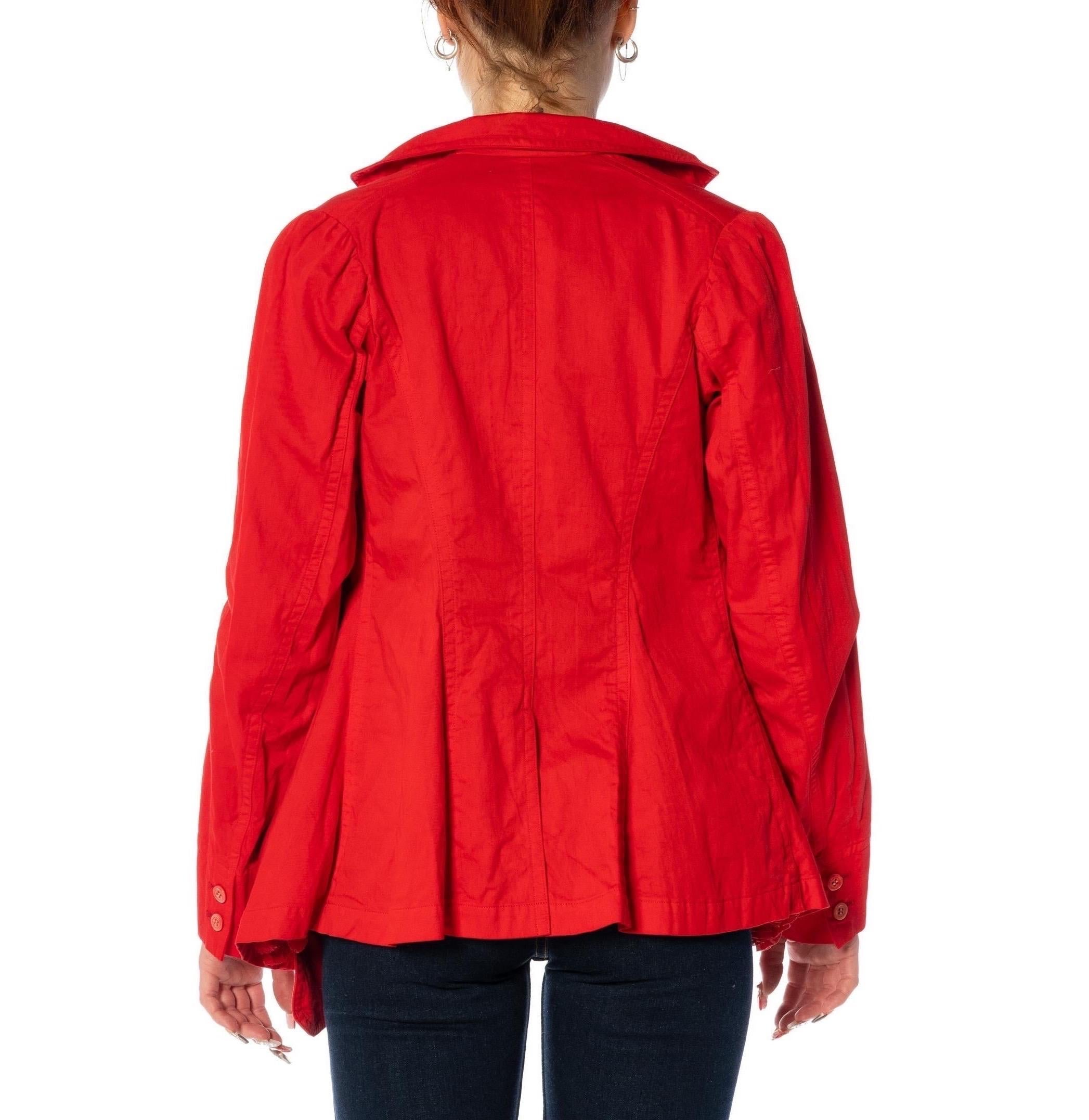 1990S COMME DES GARCONS Red Over-Dyed Cotton Overdyed Jacket With Deconstructed For Sale 5