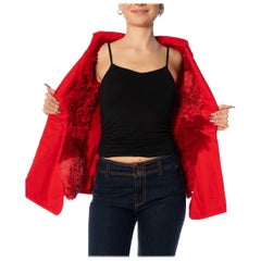 1990S COMME DES GARCONS Red Over-Dyed Cotton Overdyed Jacket With Deconstructed