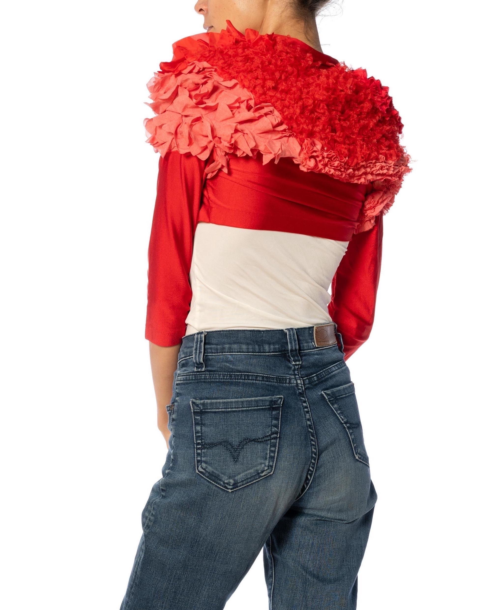 COMME DES GARCONS Veste courte rouge over-dyed poly/Lycra déconstruite des années 1990 en vente 3