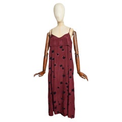 1990's Comme Des Garçons Vintage Burgundy Floral Satin Slip Dress 1990's Comme Des Garçons Vintage Burgundy Floral Satin Slip Dress