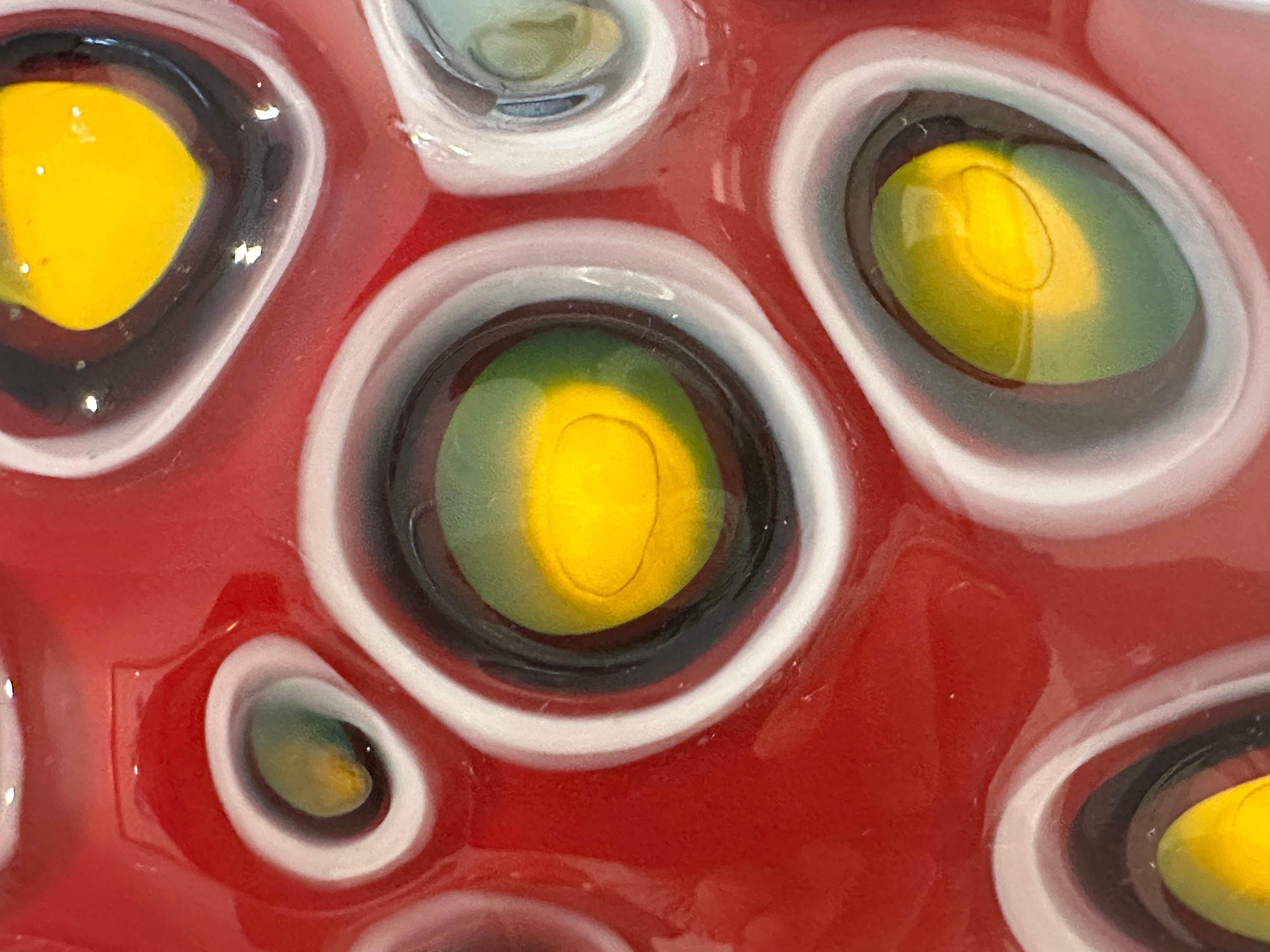 1990s Contemporary Decorative Handblown Colourful Art Glass Red Vase For Sale 8