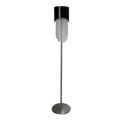 1990s Contemporary Italian Floor Lamp with Black Shade and Crystal Drops