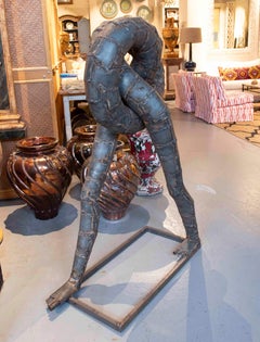 1990s Contemporary Metal Sculpture with Organic Shape of Intertwined Legs