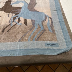 1990s Contemporary Stylized Horses Silk Scarf by Paco Rabanne