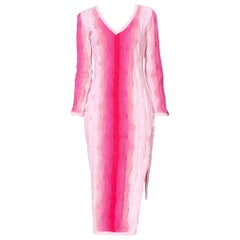 1990er COOGI Heißes rosa Ombr-Pulloverkleid aus Baumwollstrick