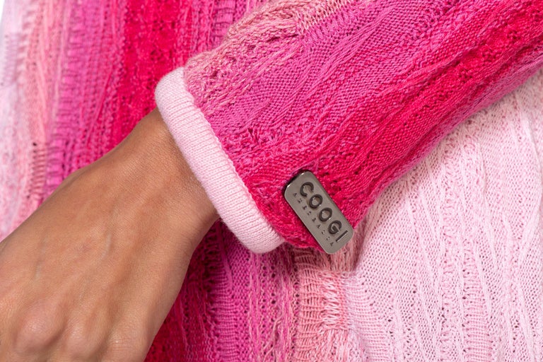 1990S COOGI Hot Pink Cotton Knit Ombré Sweater Dress at 1stDibs