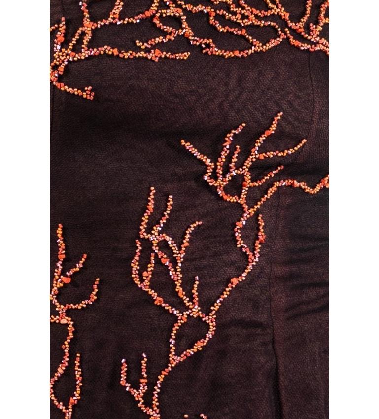 1990S Coral Beaded Black Silk Net One Shoulder Gown 5