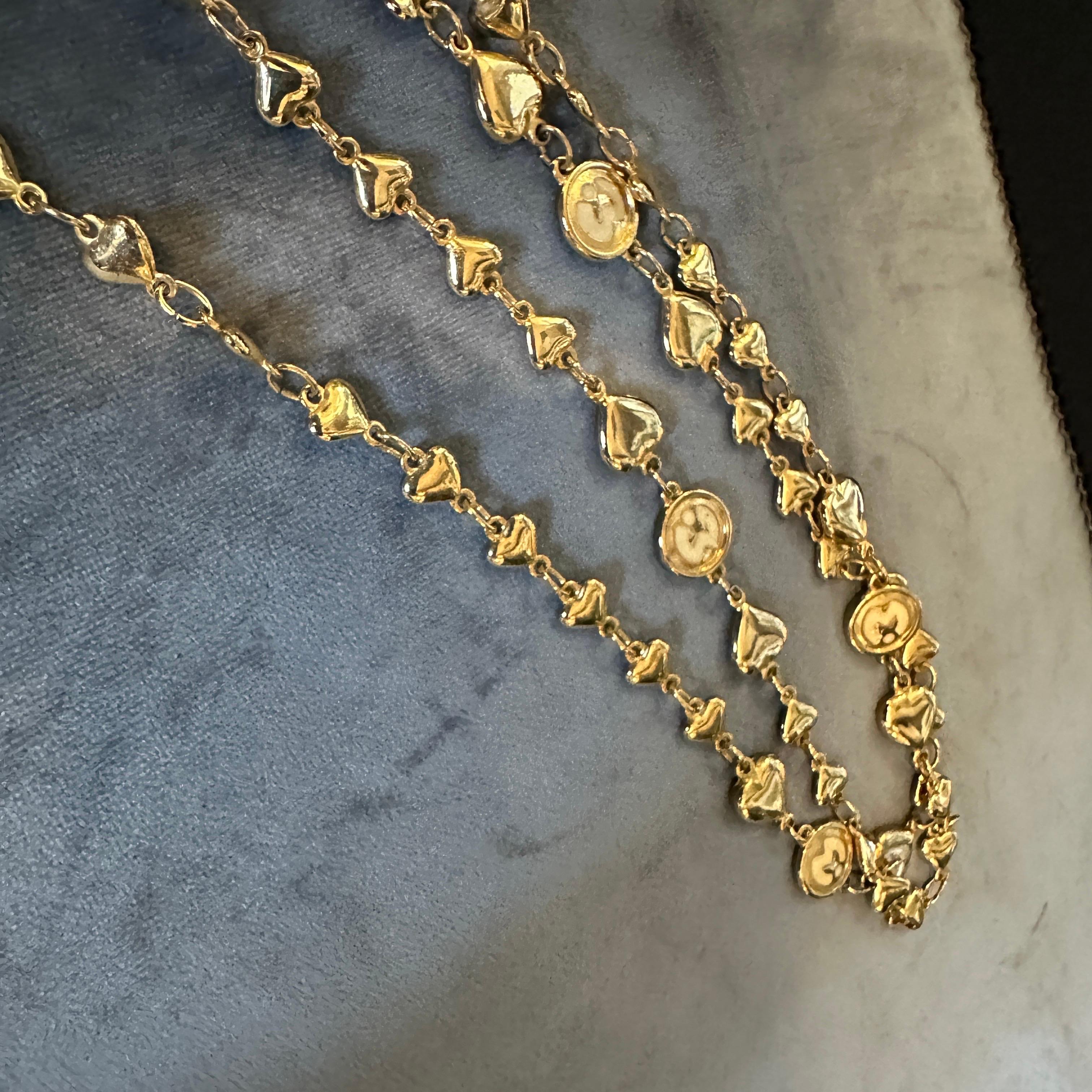 Joyería de fantasía de los años 90 Collar con cadena de corazón de latón de Mila Schon en venta 5