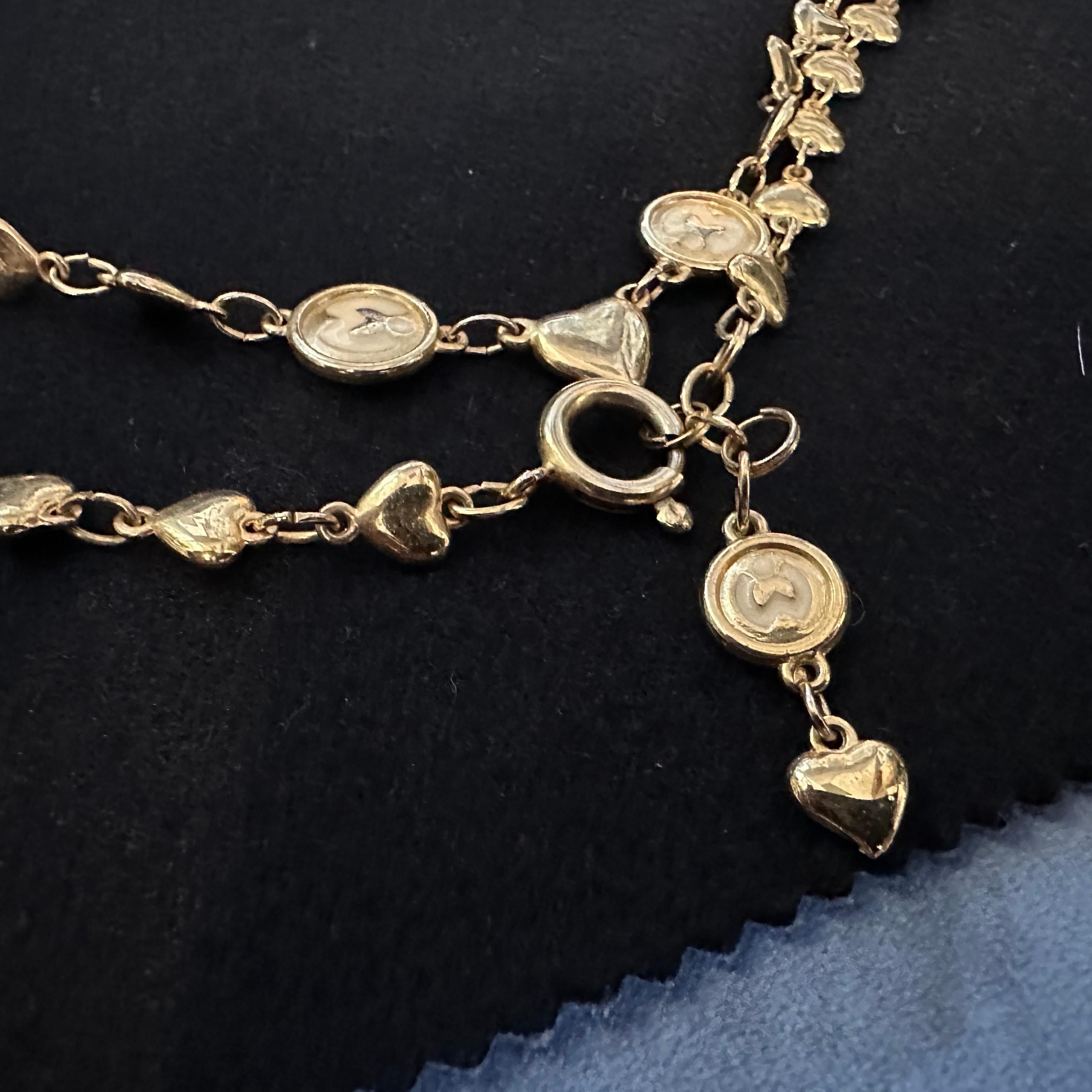 Joyería de fantasía de los años 90 Collar con cadena de corazón de latón de Mila Schon en Excelente estado para la venta en Aci Castello, IT