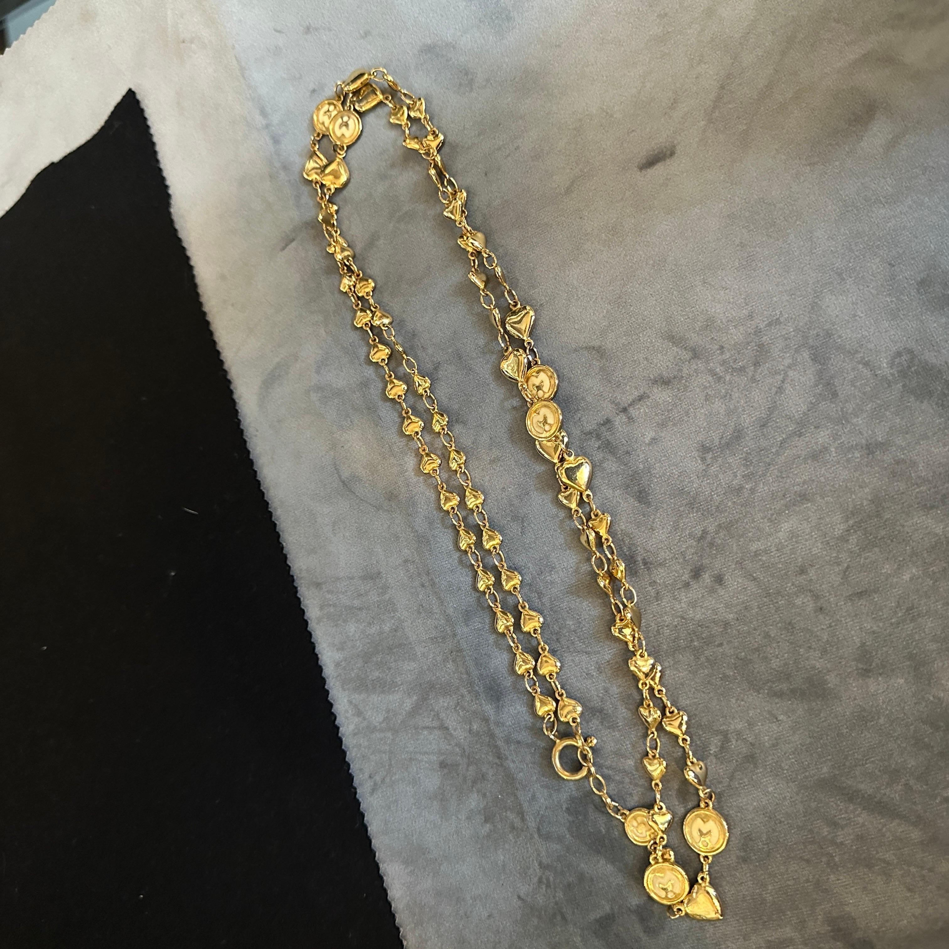 De las mujeres Joyería de fantasía de los años 90 Collar con cadena de corazón de latón de Mila Schon en venta