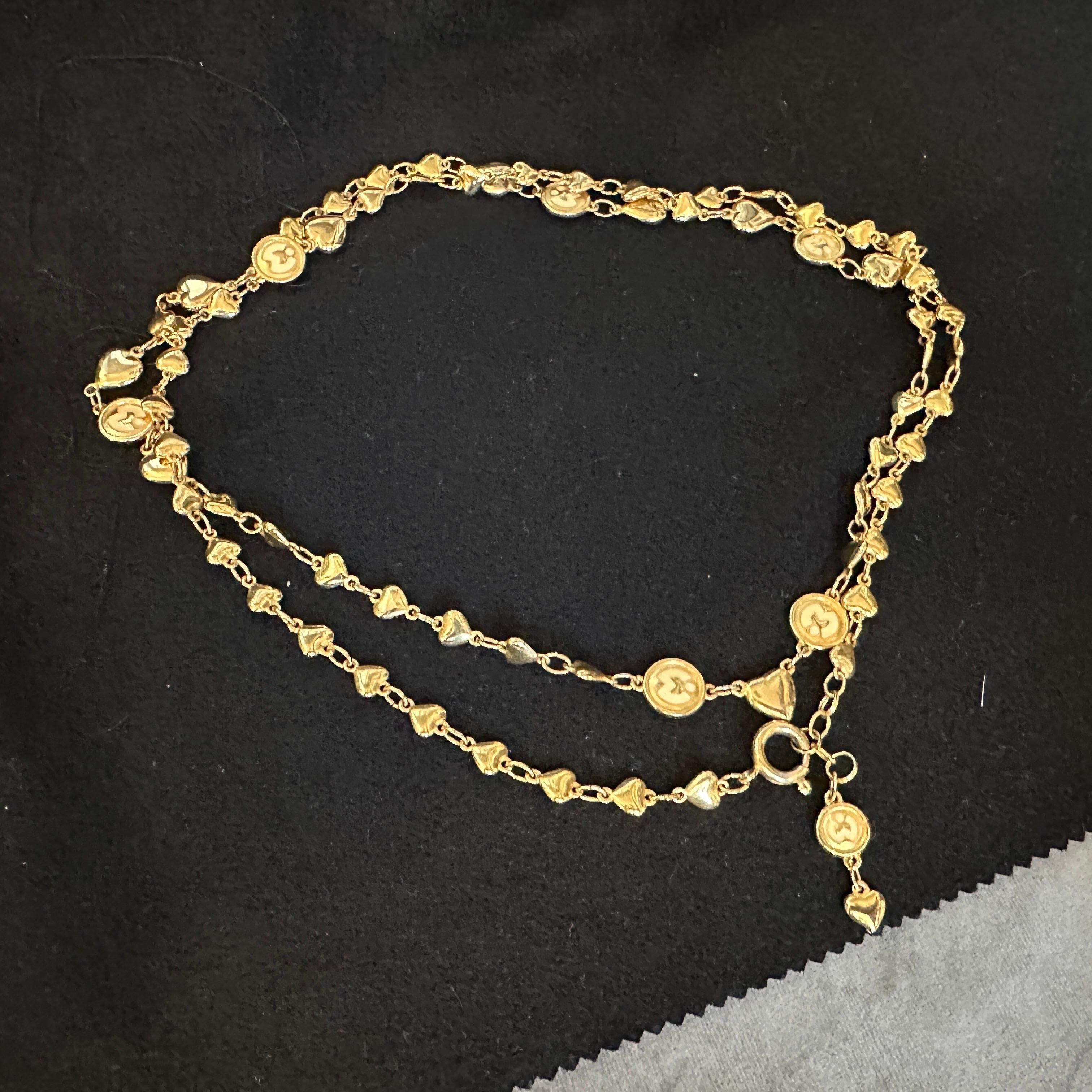 Joyería de fantasía de los años 90 Collar con cadena de corazón de latón de Mila Schon en venta 2