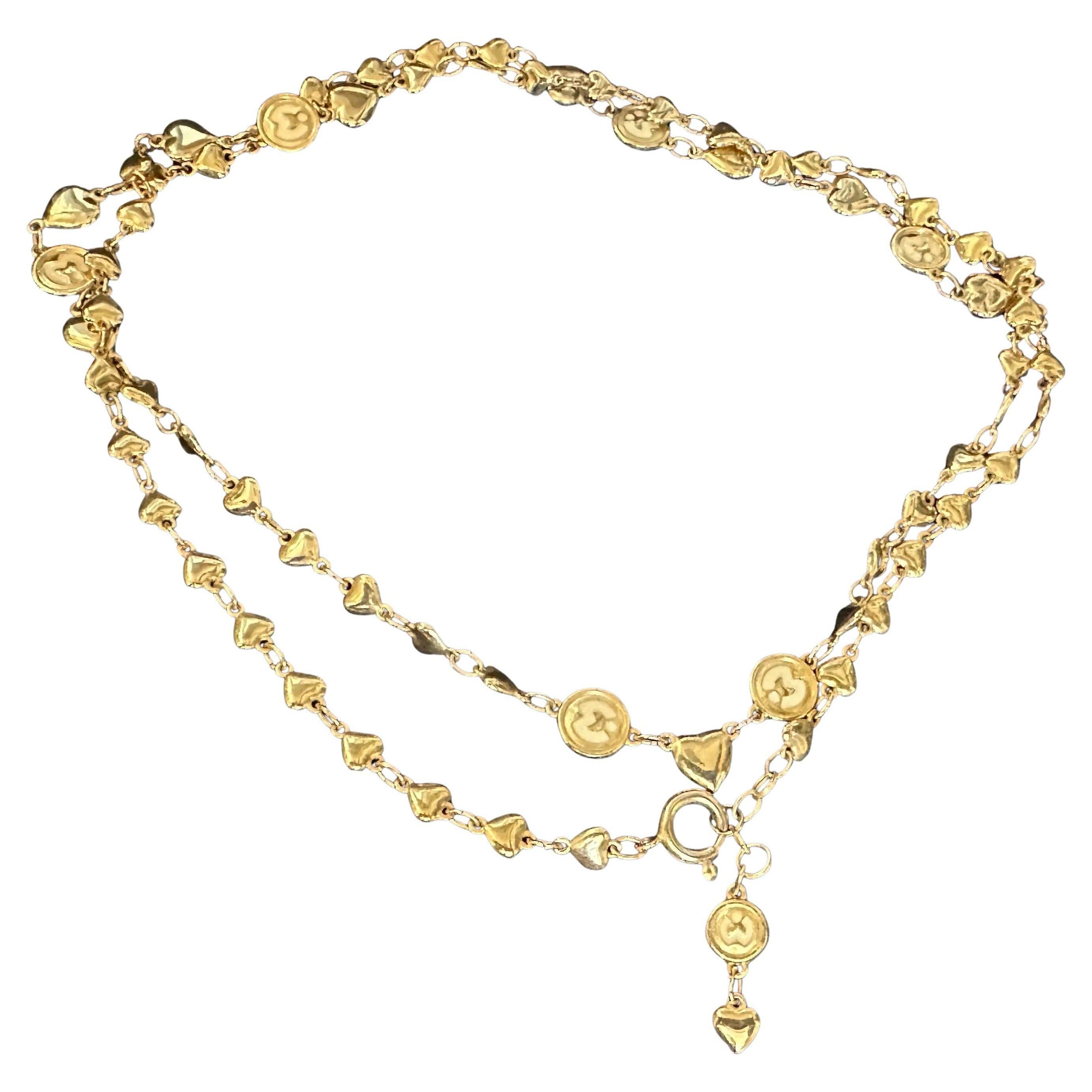 Joyería de fantasía de los años 90 Collar con cadena de corazón de latón de Mila Schon en venta