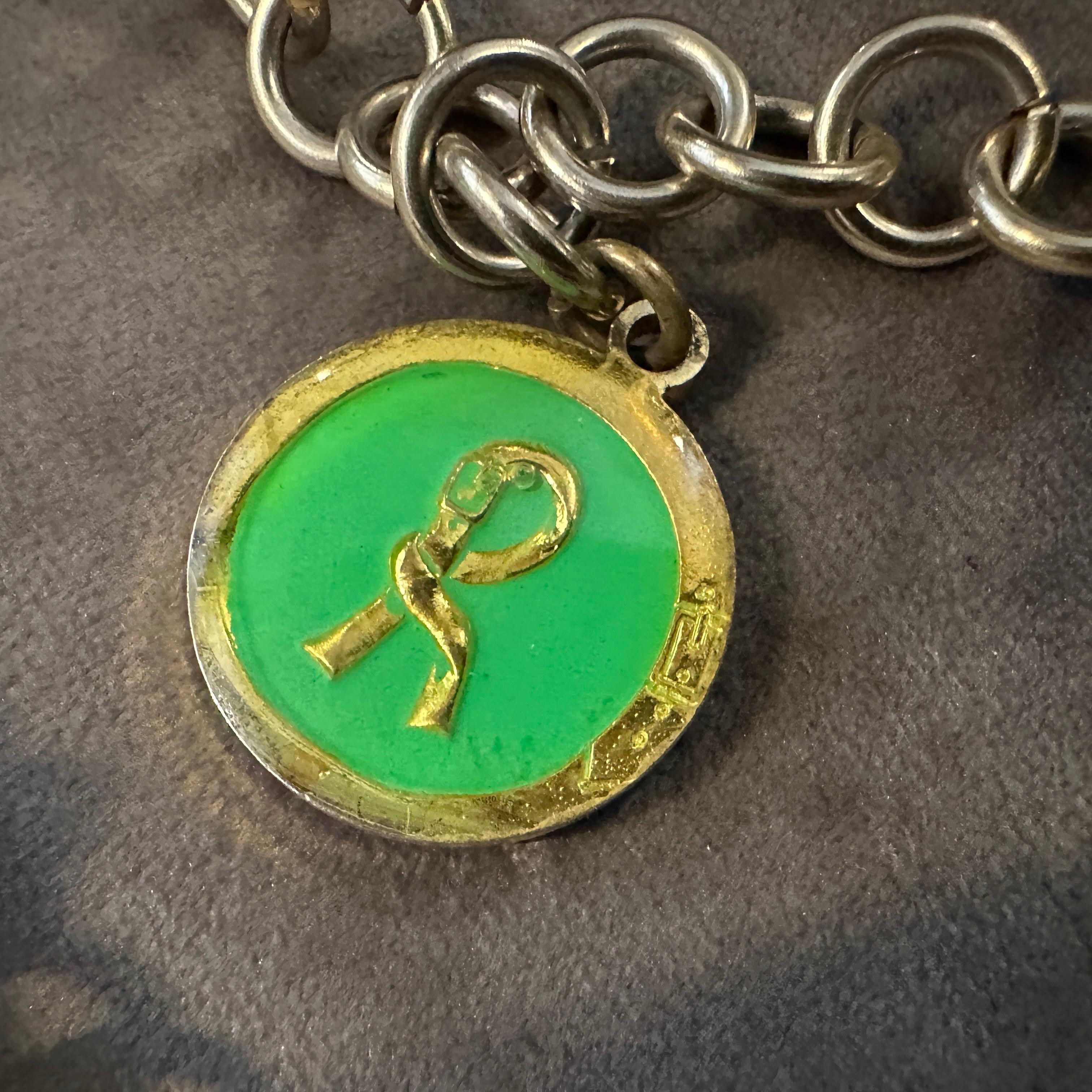 Women's 1990s Costume Jewelry Green Logo Chain Necklace by Roberta di Camerino For Sale