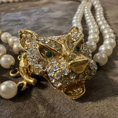 1990s Costume Jewelry Panther Necklace by Bijoux Cascio