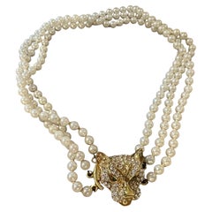 1990s Costume Jewelry Panther Necklace by Bijoux Cascio