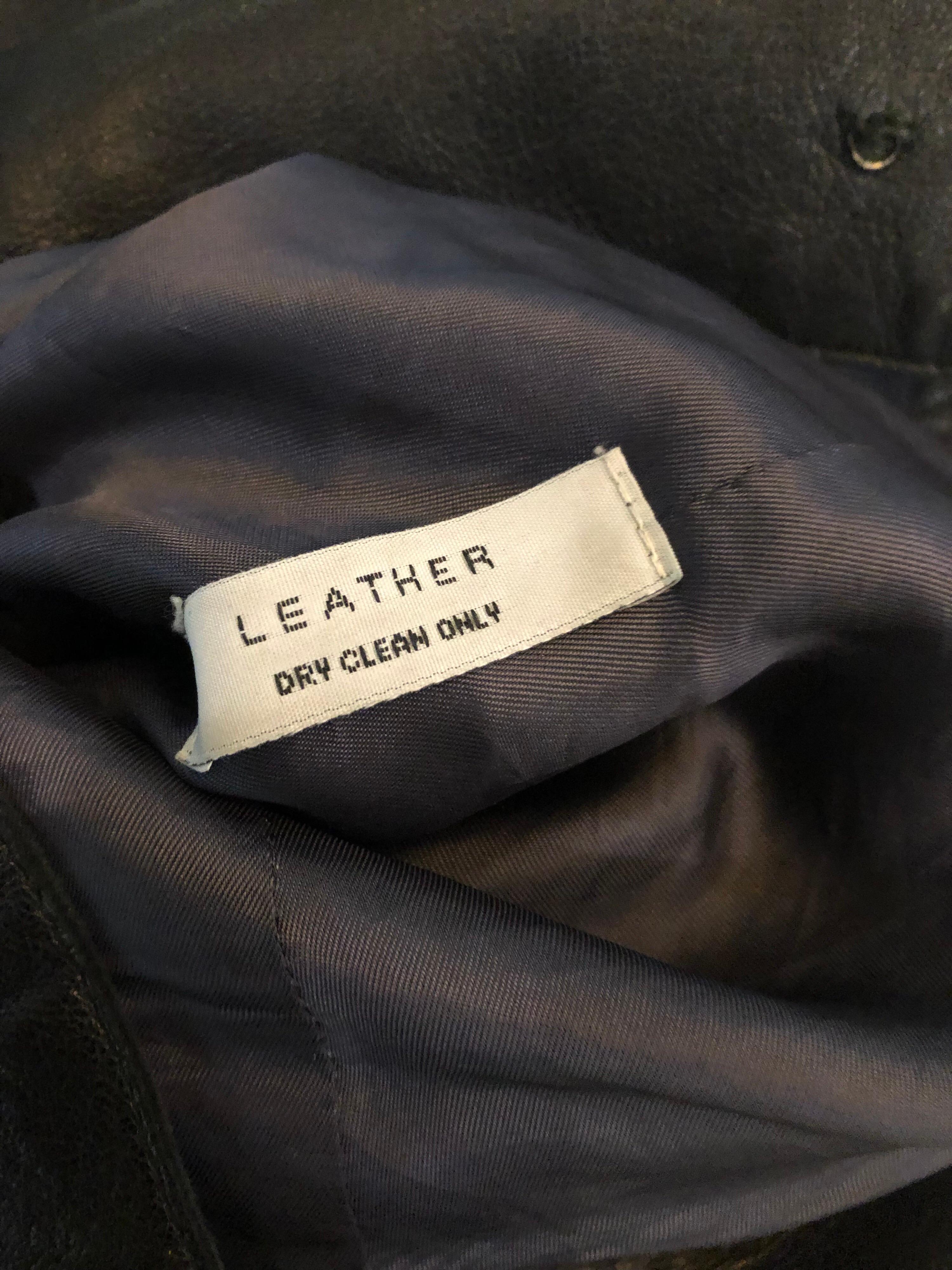 1990s CoSTUME NATIONAL Black Leather Vintage Zipper Sleeves 90s Moto Jacket For Sale 11