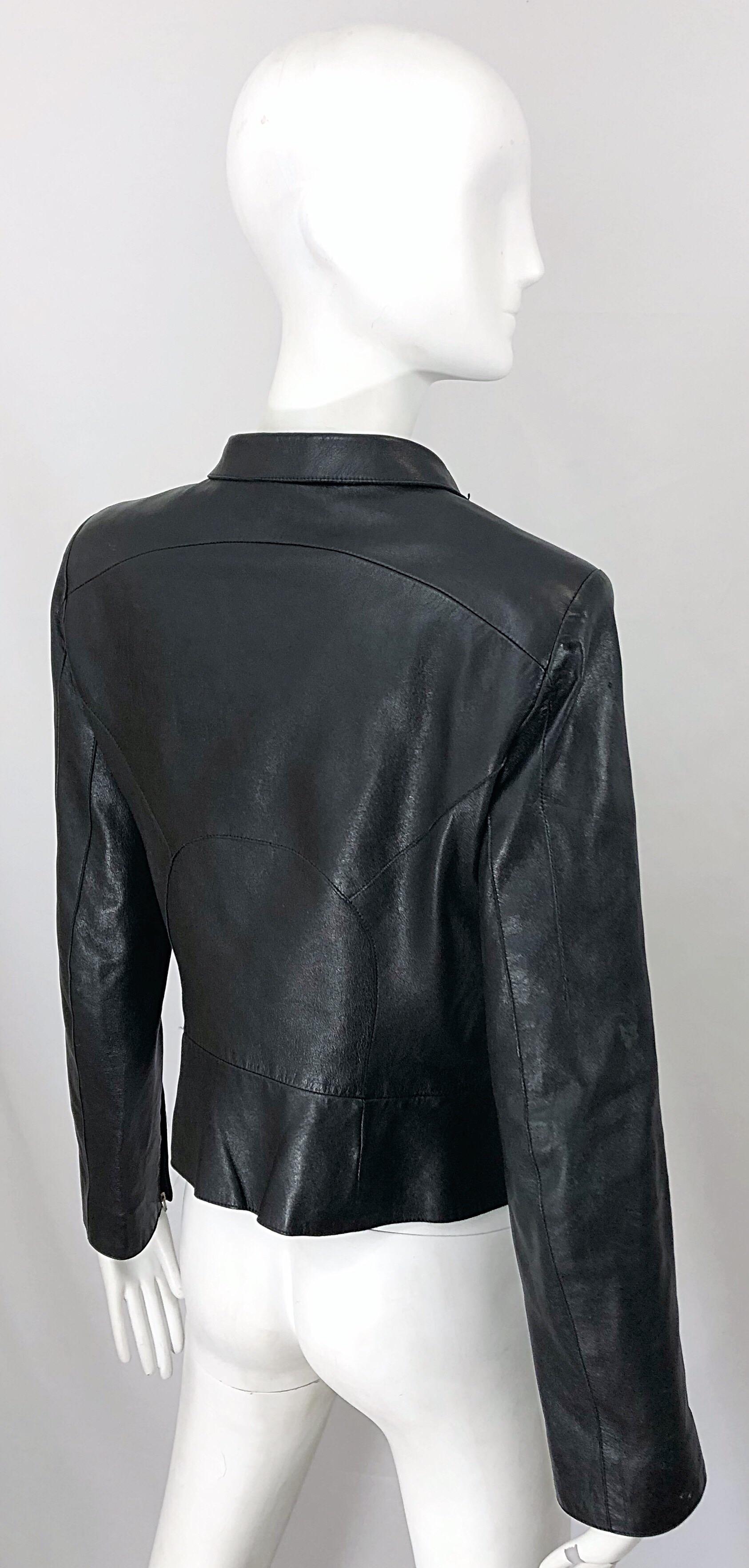 90s black leather jacket