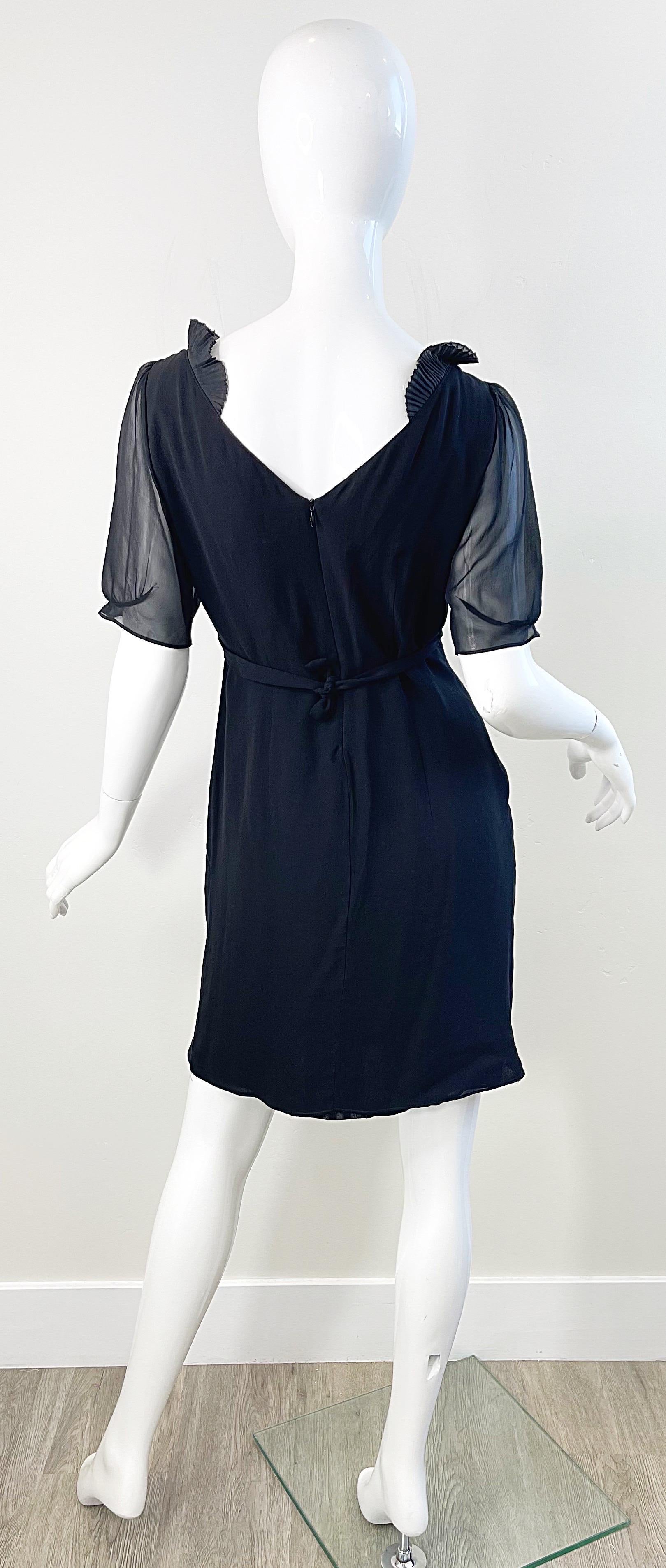 1990er Kostüm National Größe 4 Schwarz Seide Chiffon Cut - Out Vintage 90er Jahre Kleid im Angebot 7