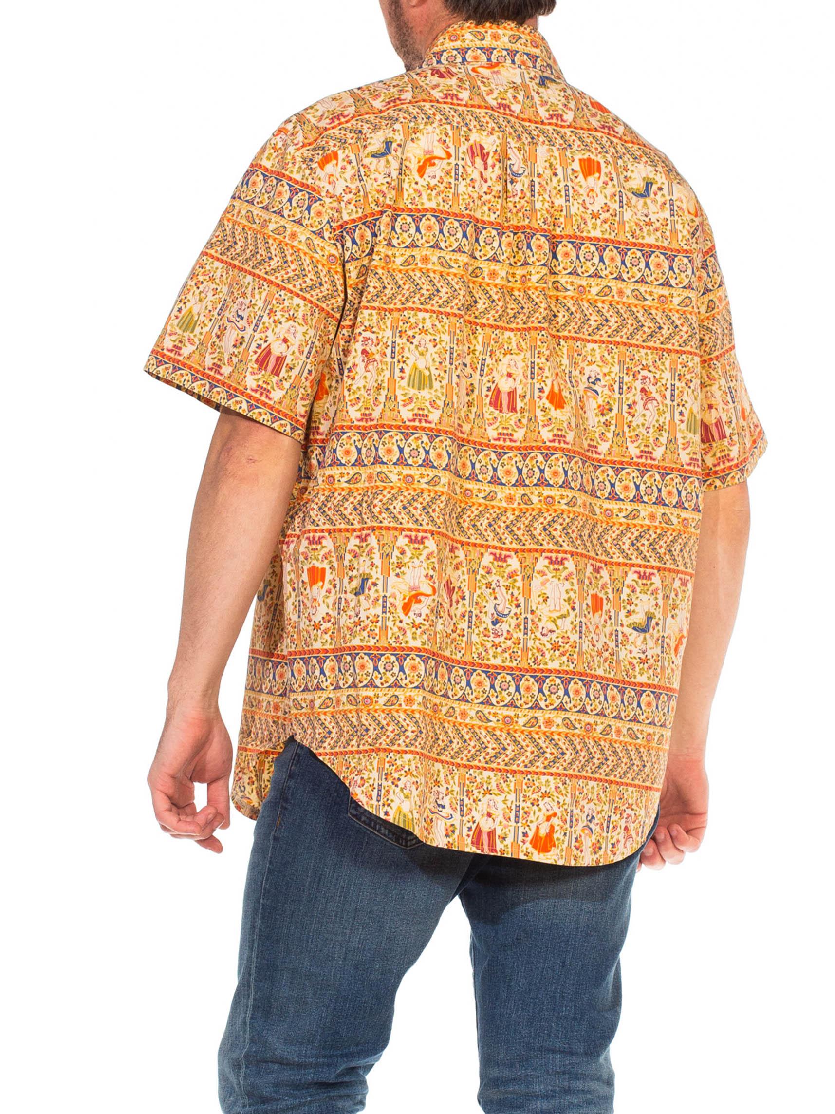 1990er Tropisches Herrenhemd aus Baumwolle mit Nadelstreifen im Angebot 4