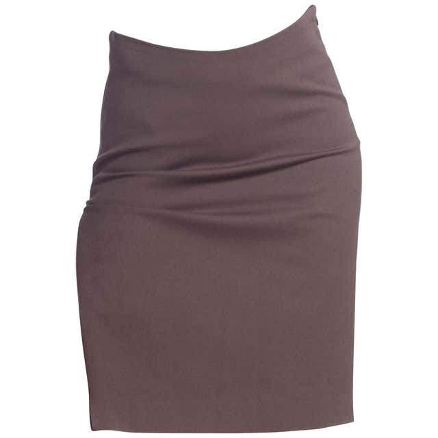 1990S Cotton Twill Slate Grey Pencil Skirt With Zipper Slit at 1stdibs