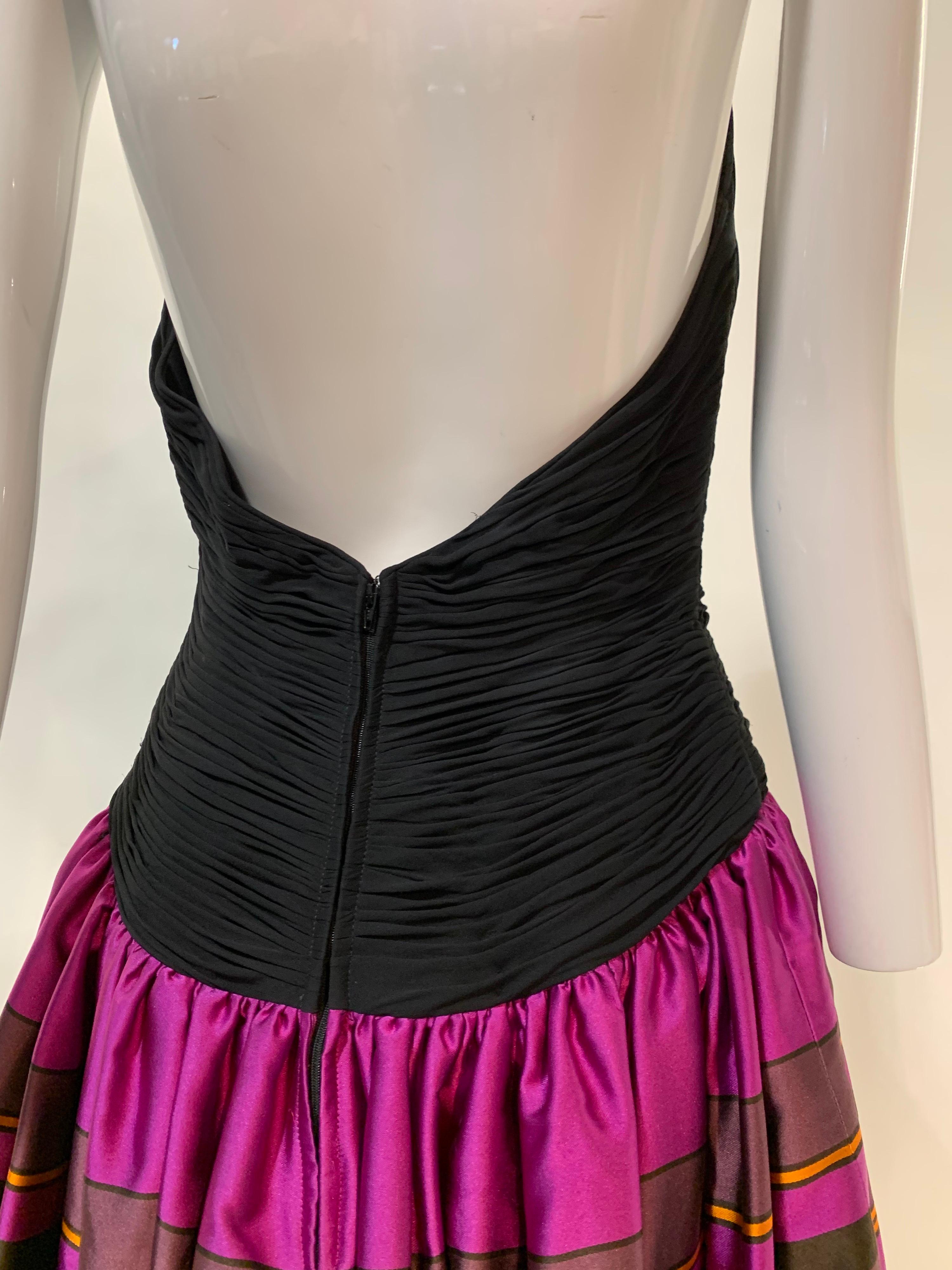 1990s Couture Black Jersey Halter Gown w/ Velvet & Vivid Fuchsia Silk Skirt  For Sale 10