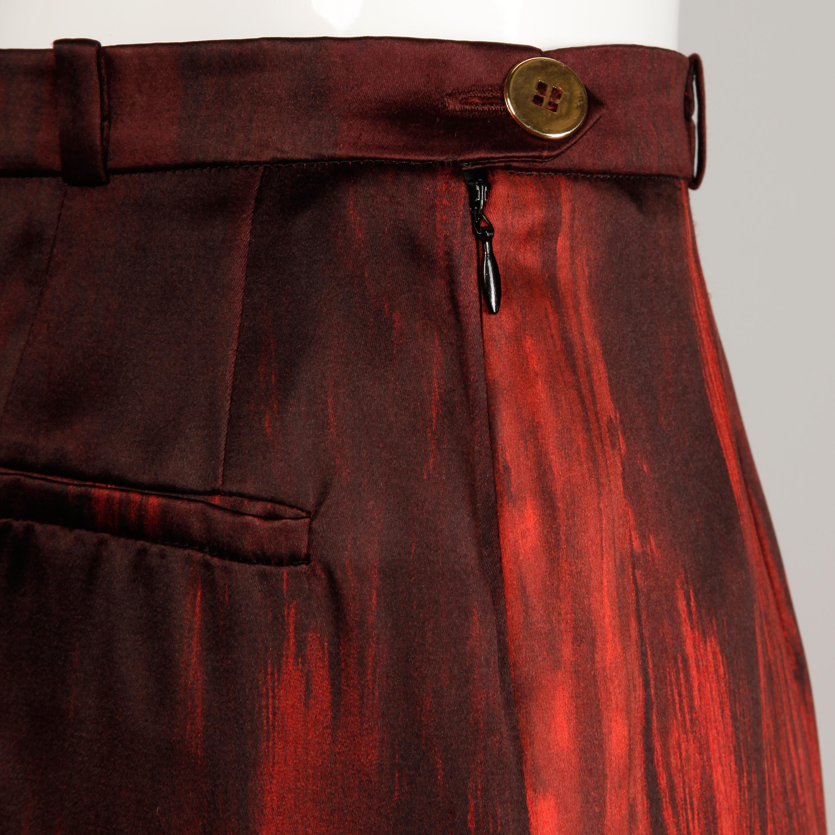 Women's 1990s Couture Jean-Louis Scherrer Vintage Painted Red + Black Trousers/ Pants For Sale