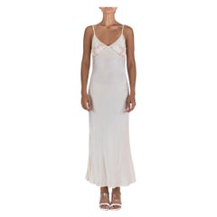 Vintage 1990S Cream Bias Cut Silk Slip Dress