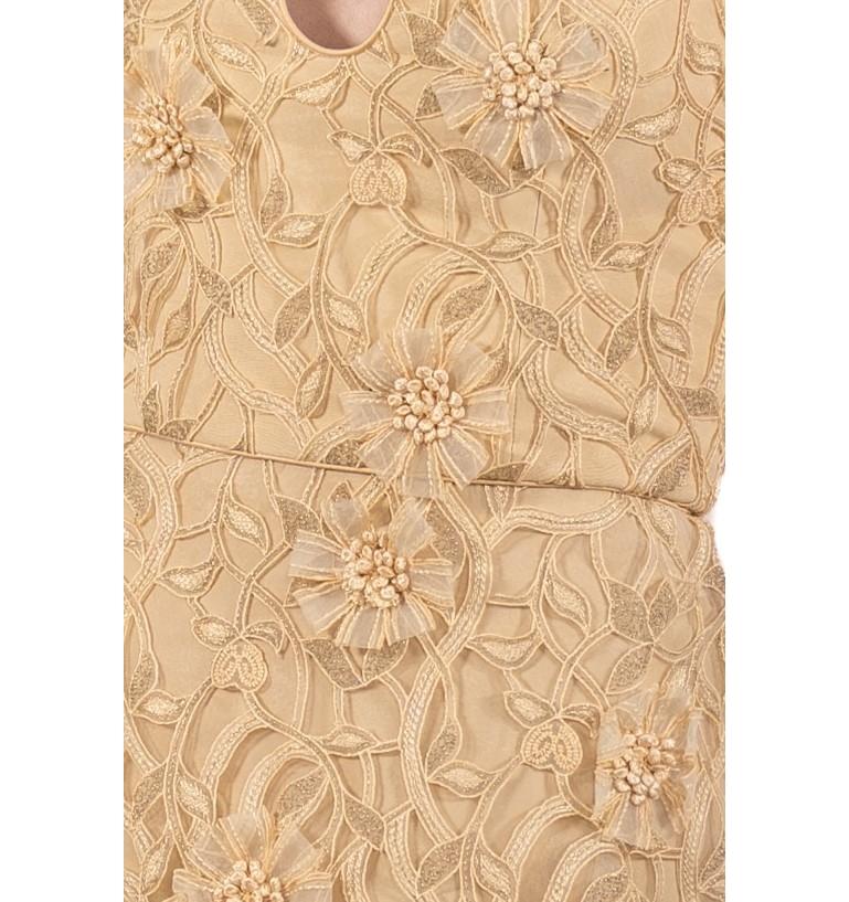 1990S Cream Rayon & Silk 3-D Cutwork Lace Strapless Gown For Sale 5