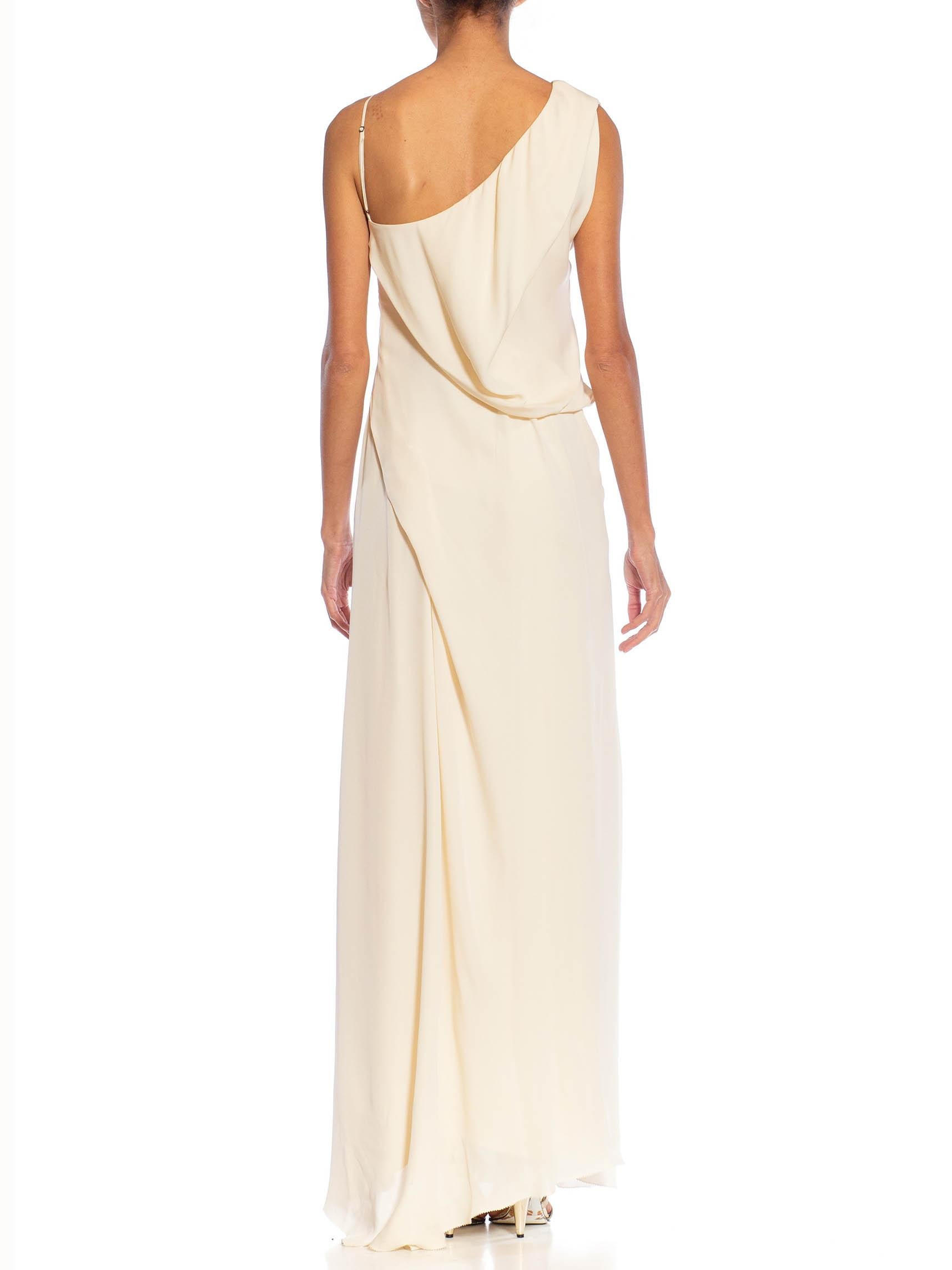 Women's 1990S Cream Silk Asymmetrically Draped Gown For Sale
