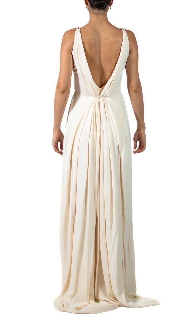 1990S Cream Silk Beaded Gown For Sale 4