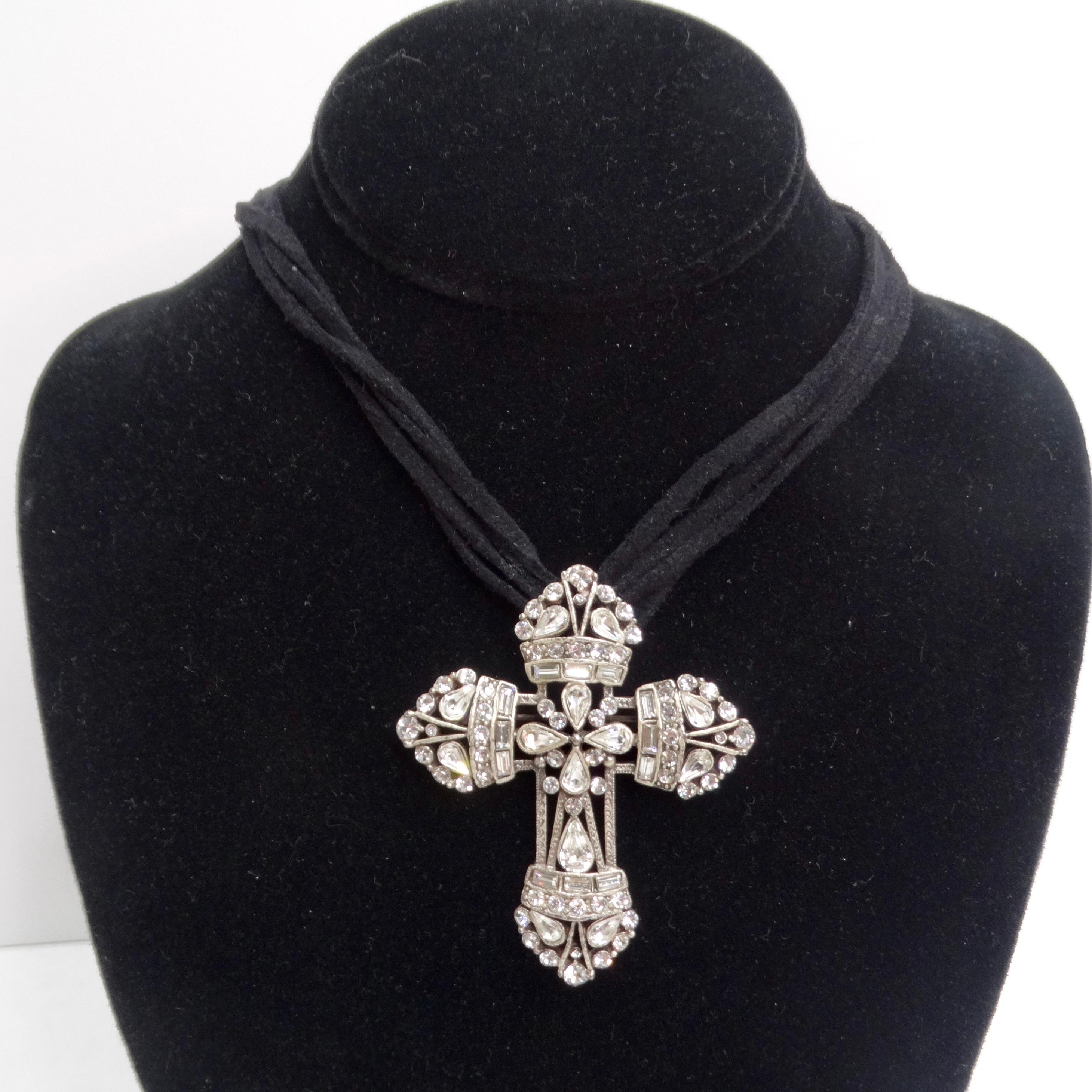 1990s Cross Pendent Adjustable Chord Necklace In Excellent Condition For Sale In Scottsdale, AZ