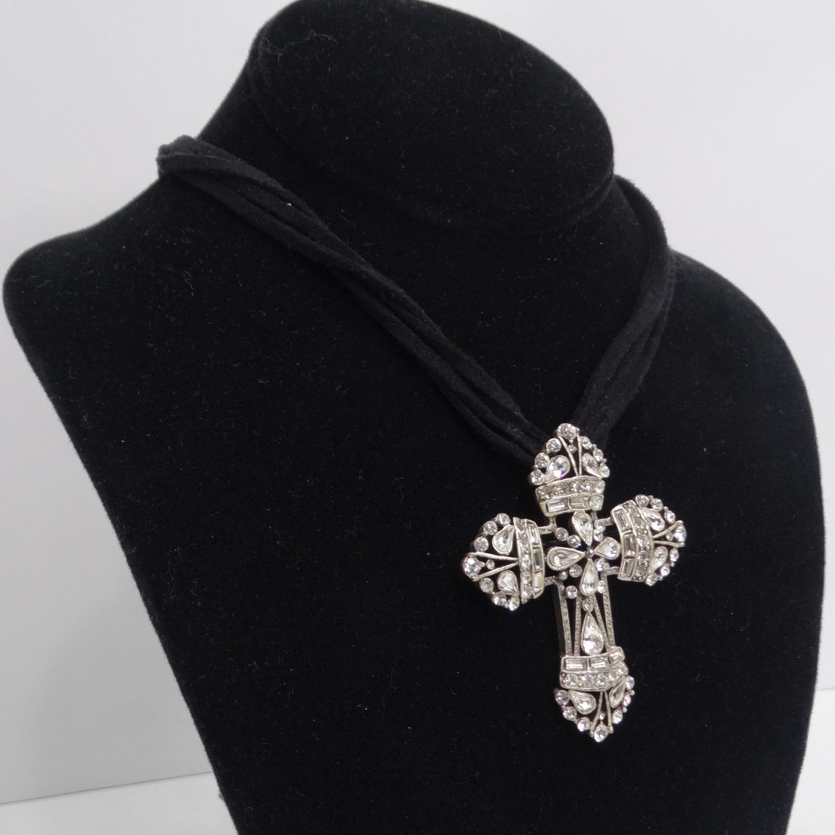 Women's or Men's 1990s Cross Pendent Adjustable Chord Necklace For Sale