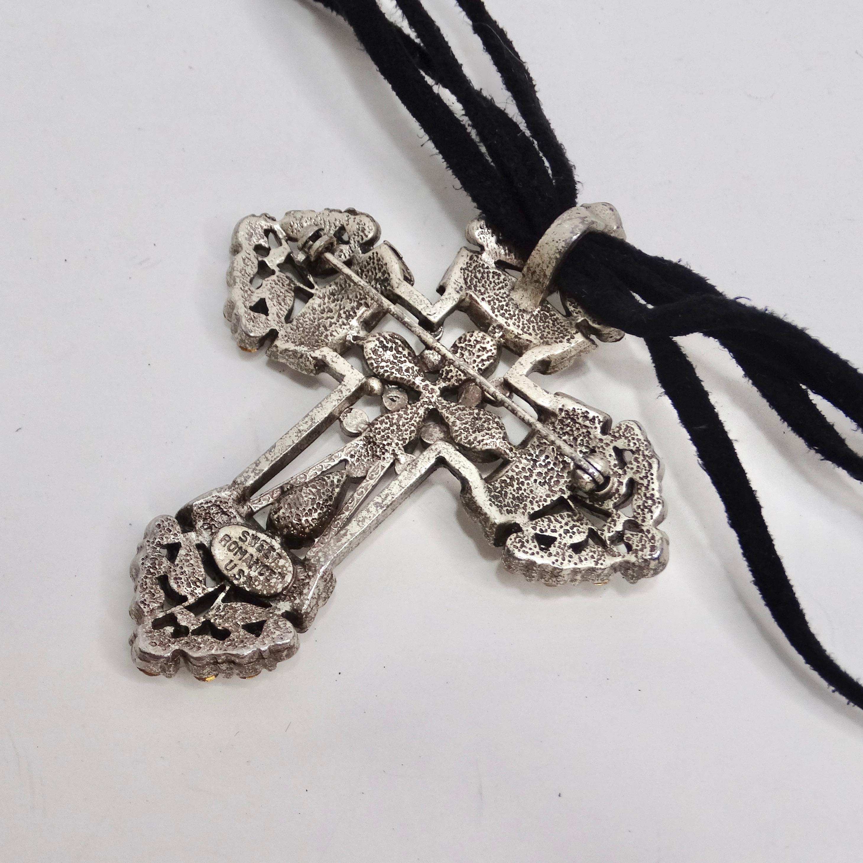 1990s Cross Pendent Adjustable Chord Necklace For Sale 1