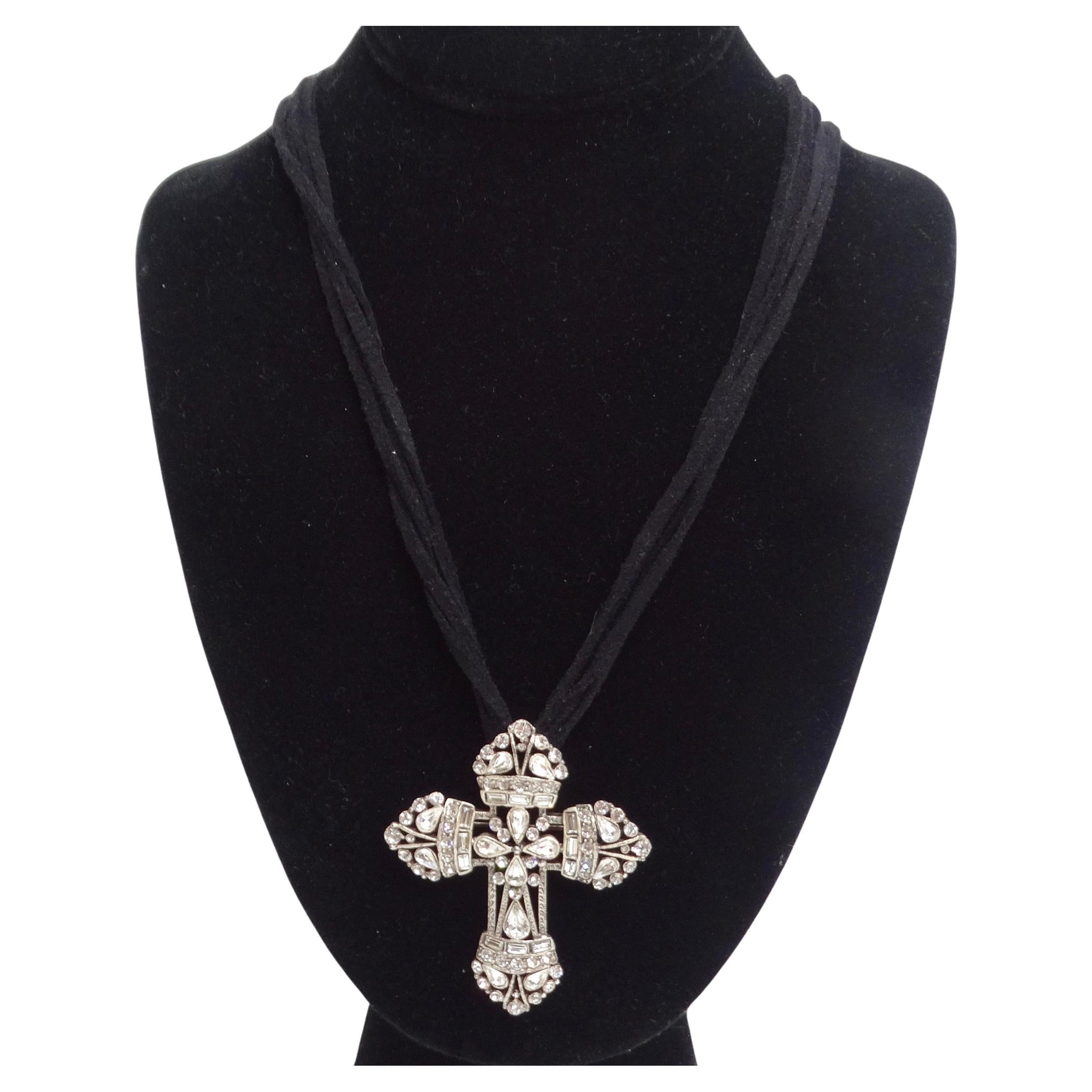 1990s Cross Pendent Adjustable Chord Necklace For Sale
