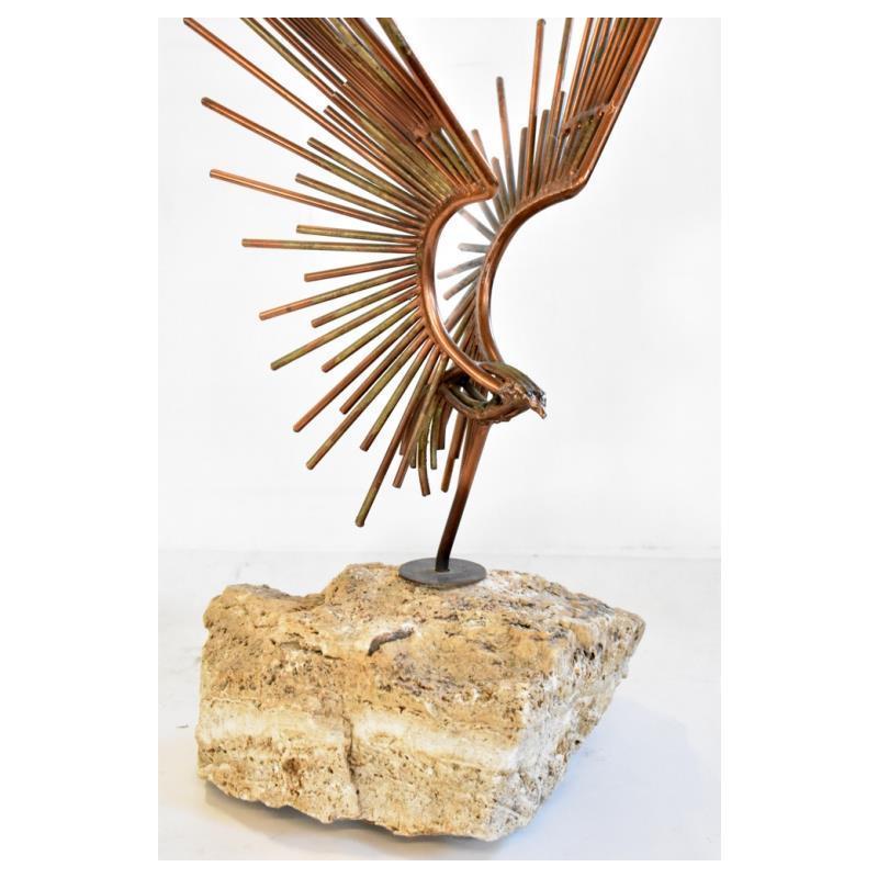 Mid-Century Modern Sculpture en métal signée Curtis Jere « Bird in Flight » des années 1990 en vente