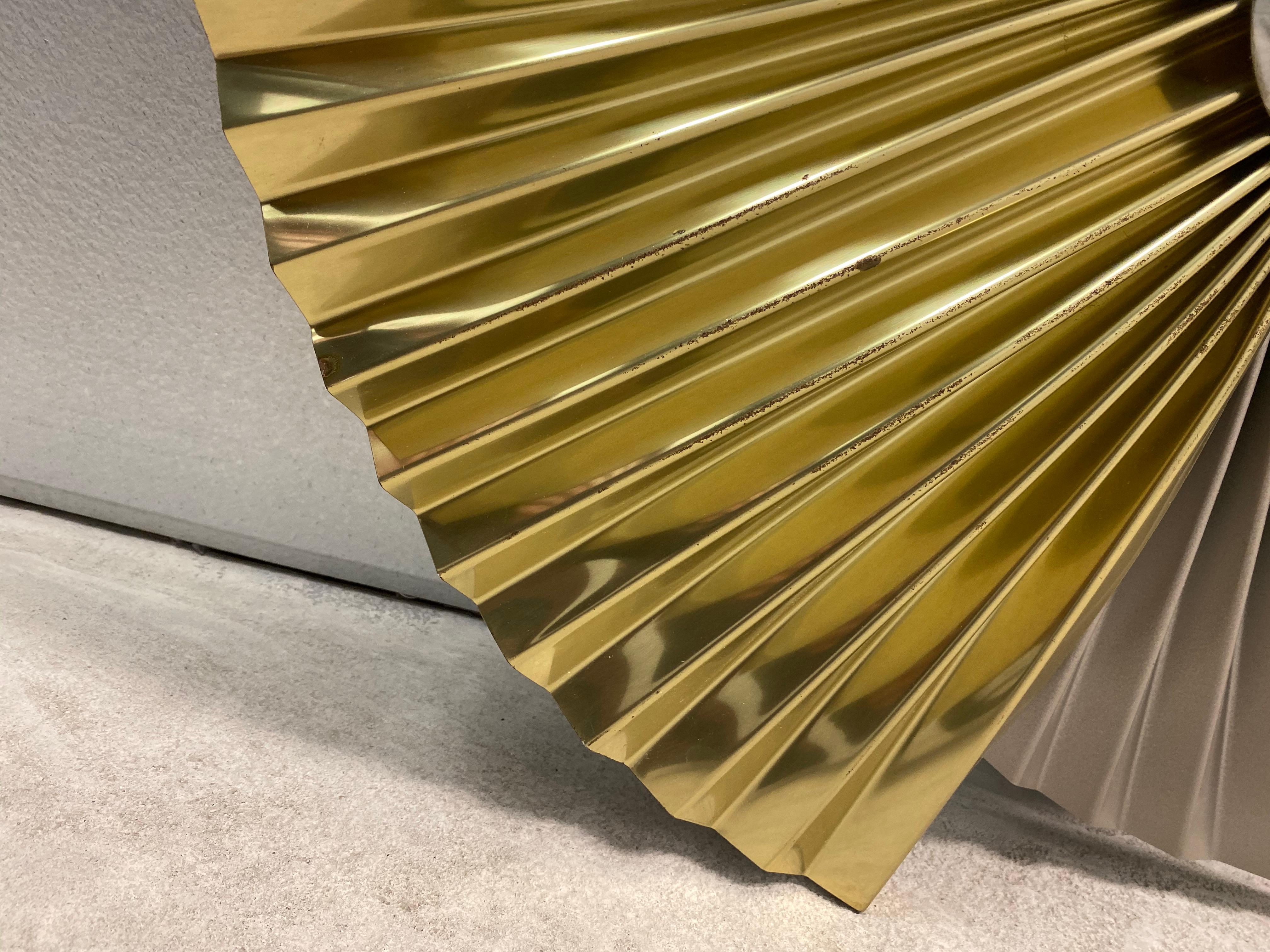 Powder-Coated 1990s Curtis Jere Pleated Fan Wall Sculpture For Sale