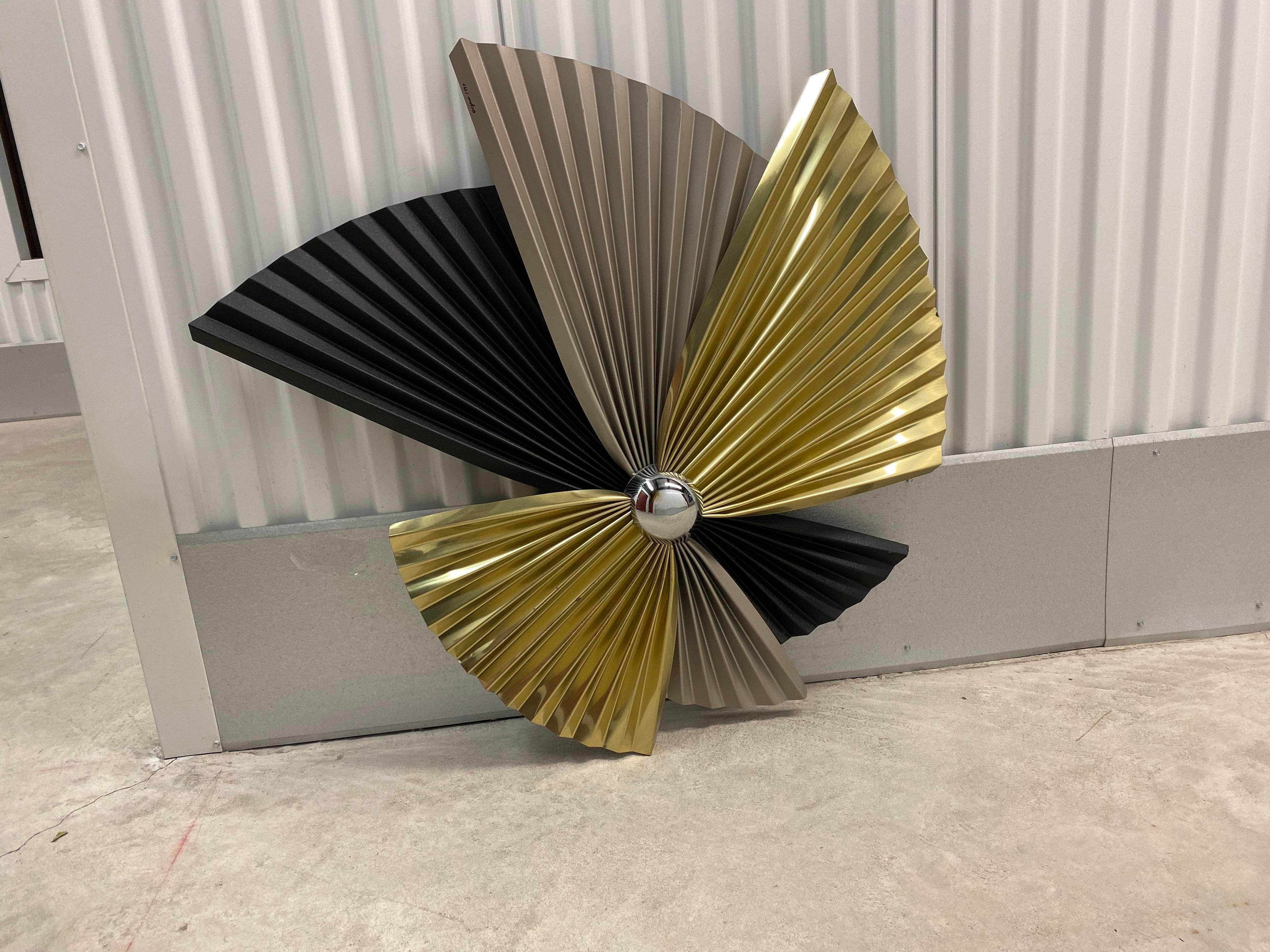Late 20th Century 1990s Curtis Jere Pleated Fan Wall Sculpture For Sale