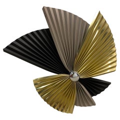 Retro 1990s Curtis Jere Pleated Fan Wall Sculpture