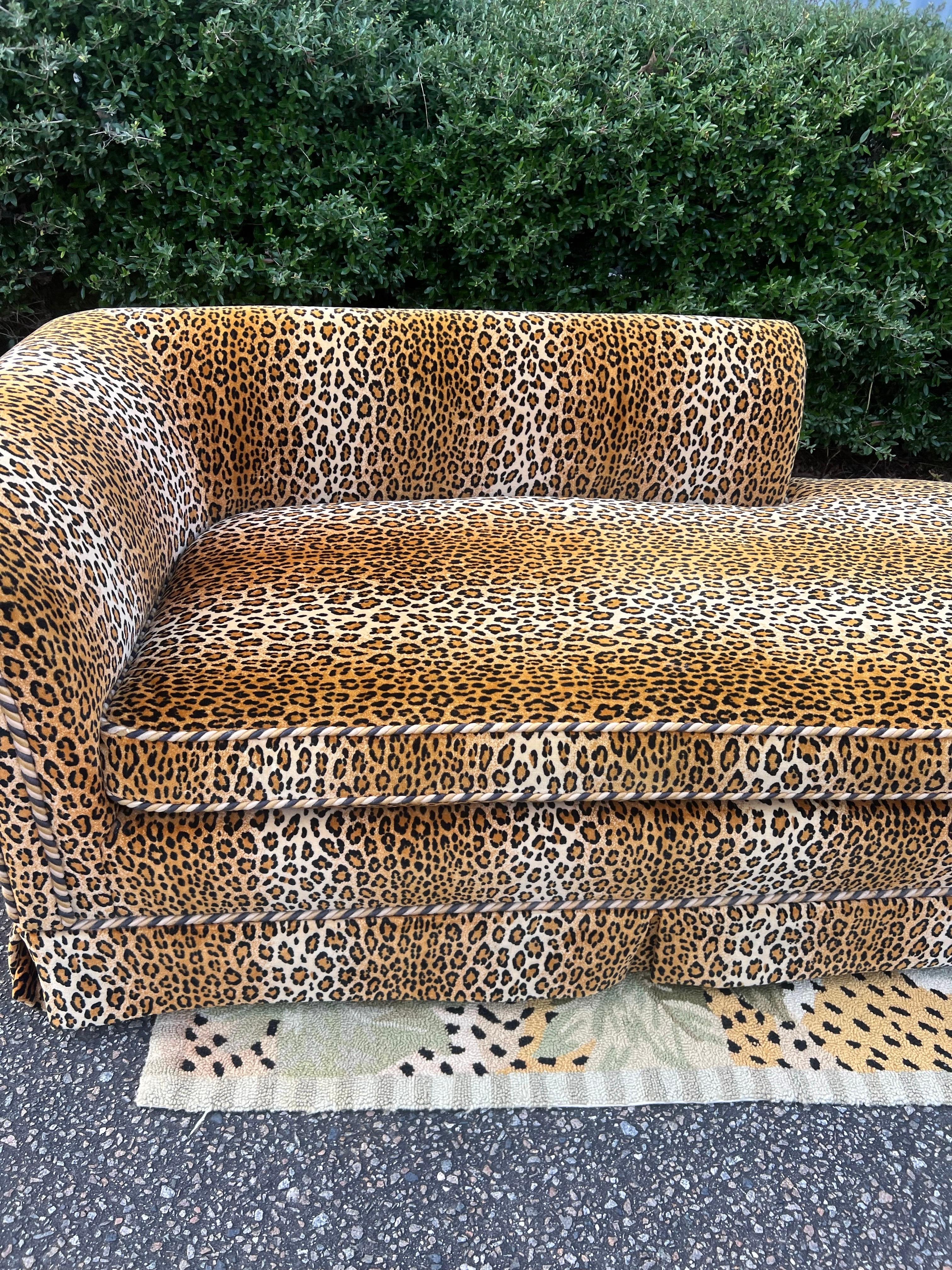 1990s Custom Cheetah Fainting Chaise Lounge In Good Condition In Charleston, SC