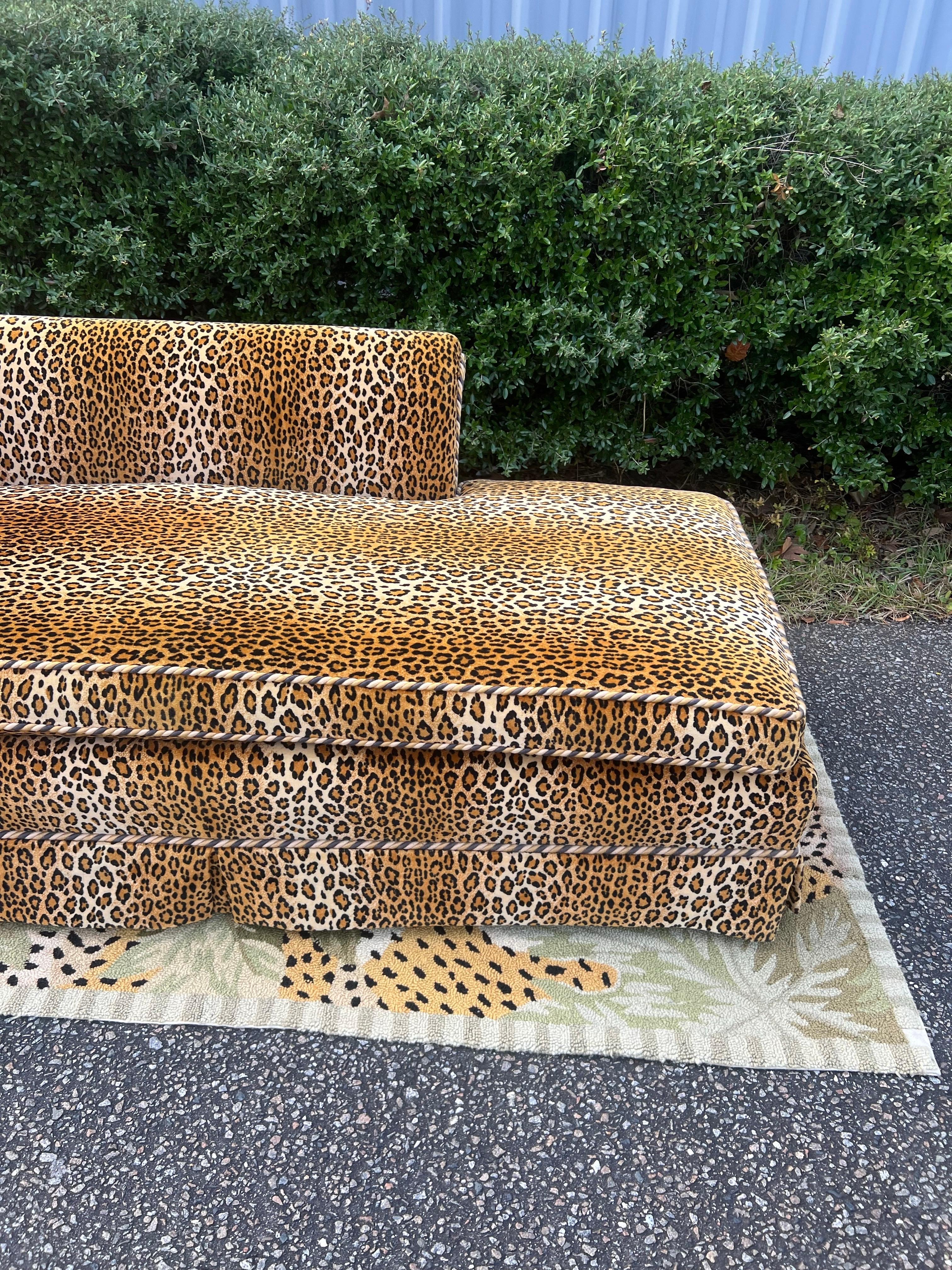 Fabric 1990s Custom Cheetah Fainting Chaise Lounge